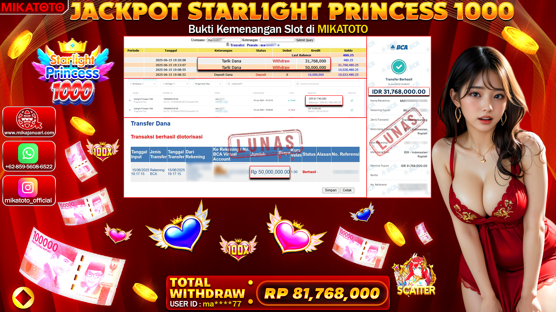 🏆 SELAMAT KEPADA PEMENANG JACKPOT DI STARLIGHT PRINCESS 1000 81,768,000🏆