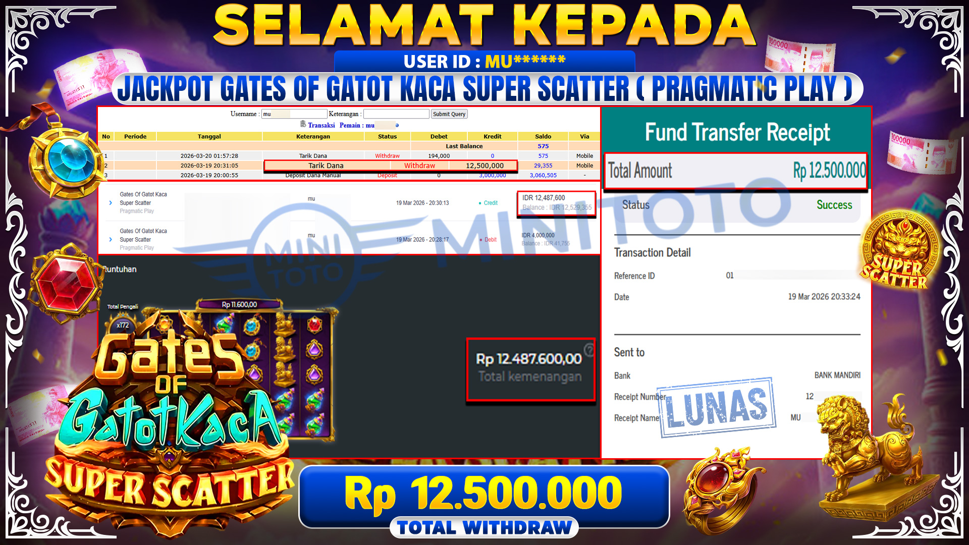 BUKTI JACPOT Gates Of Gatot Kaca Super Scatter - Pragmatic Play