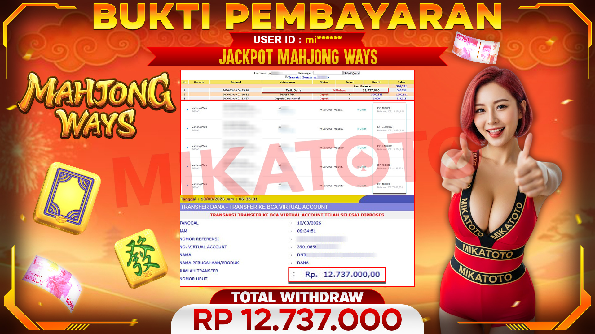 🏆 SELAMAT KEPADA PEMENANG JACKPOT DI Mahjong Ways - PGSoft 12,737.000🏆