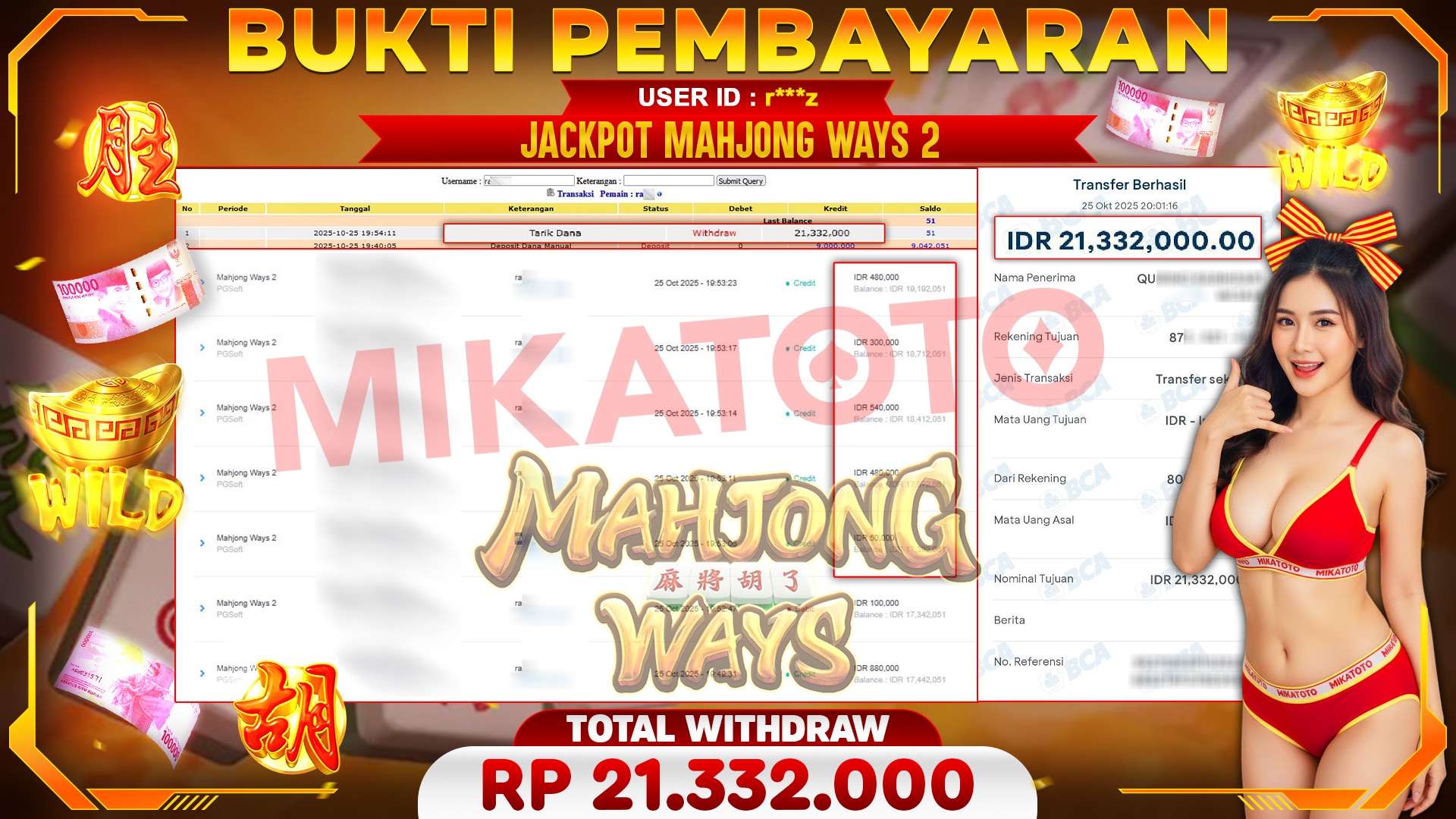 🏆 SELAMAT KEPADA PEMENANG JACKPOT DI Mahjong Ways 2  - PGSof 21,332,000🏆