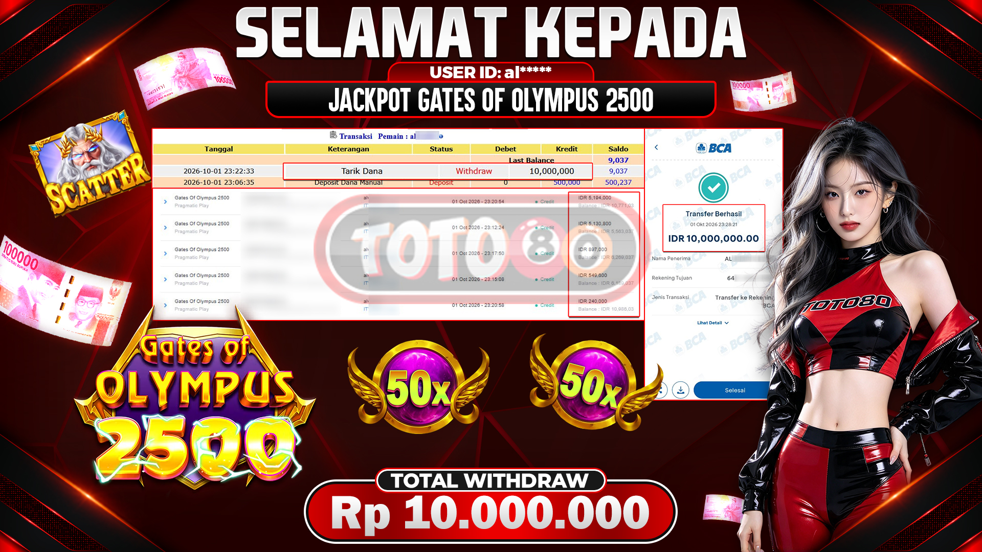 💰🎉 TOTO80 – JACKPOT SLOT GATES OF OLYMPUS 2500 RP. 10,000,000,-  TELAH DIBAYARKAN!💰🎉