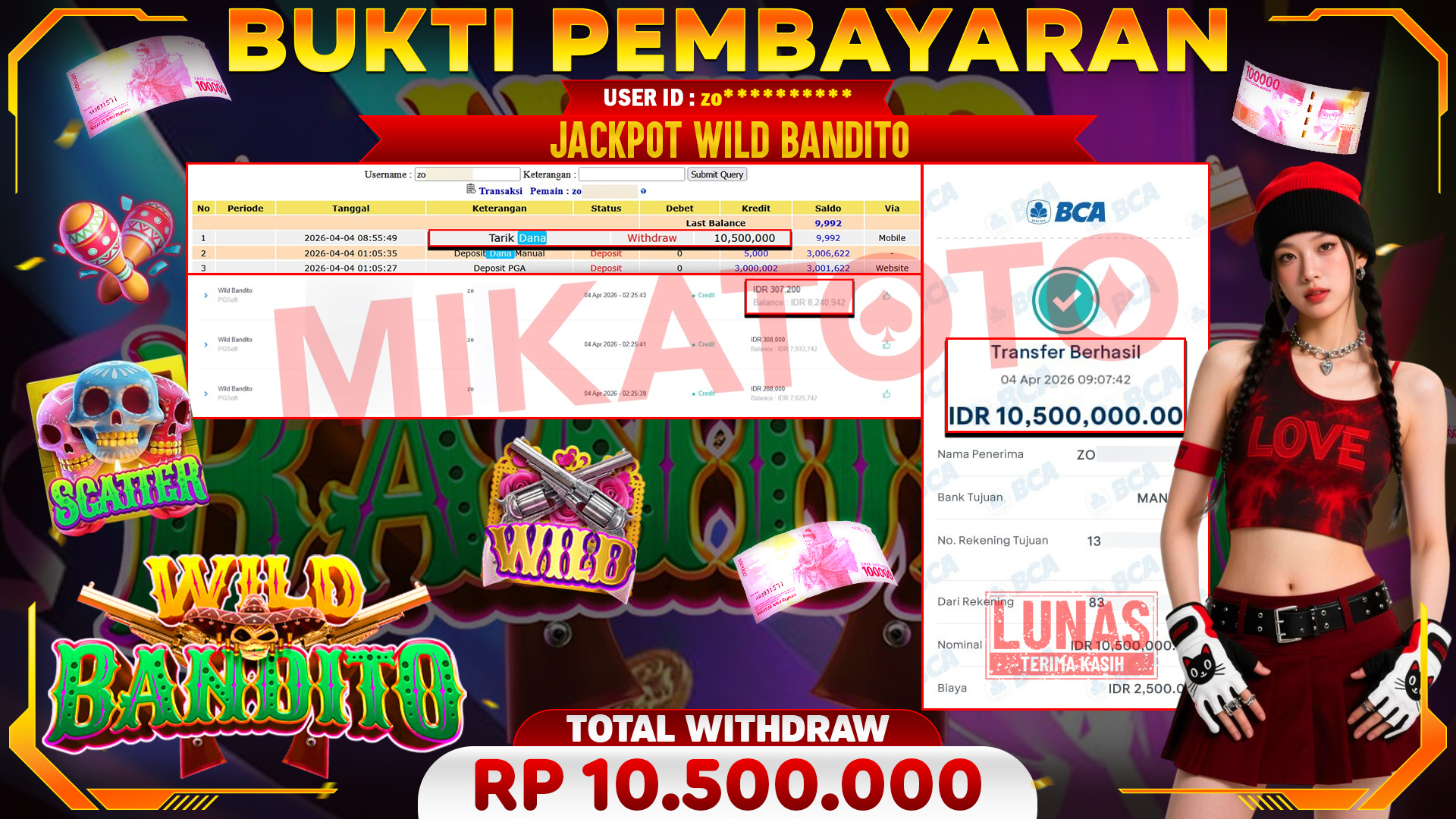 🏆 SELAMAT KEPADA PEMENANG JACKPOT DI Wild Bandito  - PGSoft 10,500,000🏆