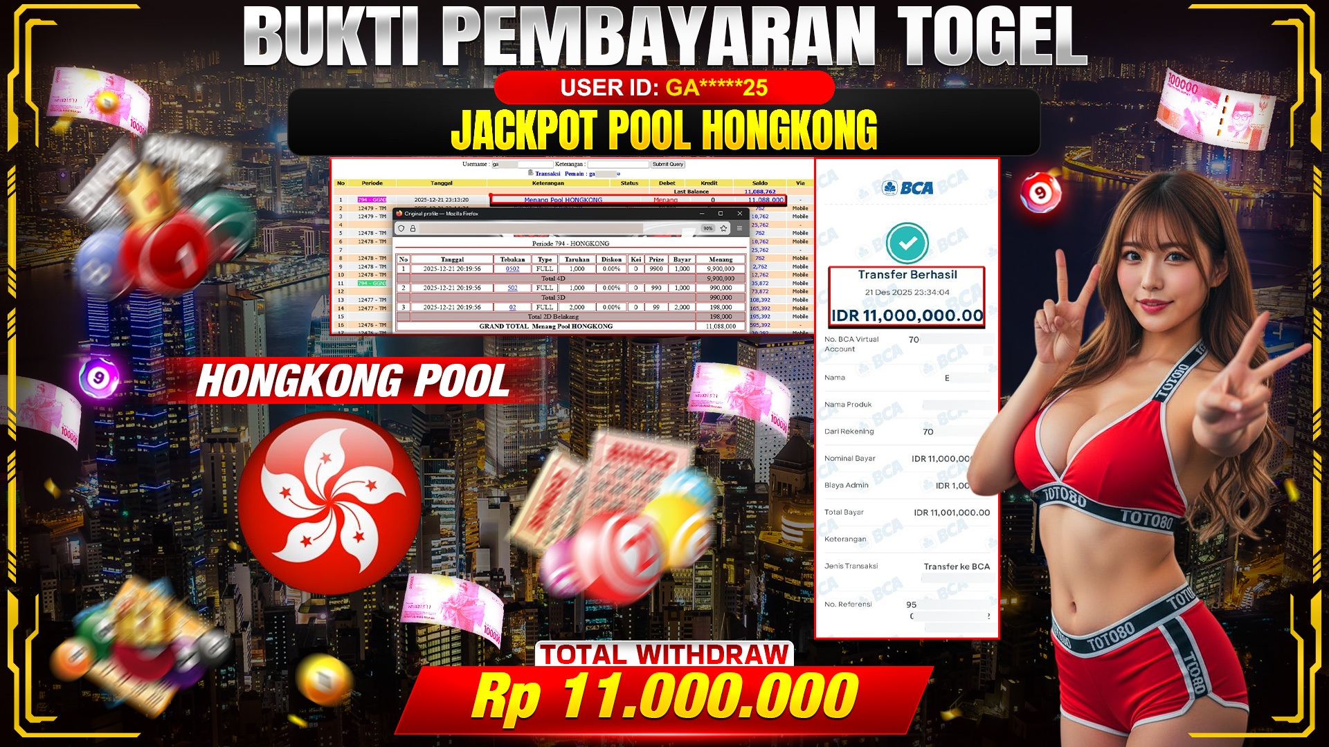 🎉 TOTO80 – JACKPOT POOL HONGKONG RP. 11,000,000,- TELAH DIBAYARKAN! 🎉
