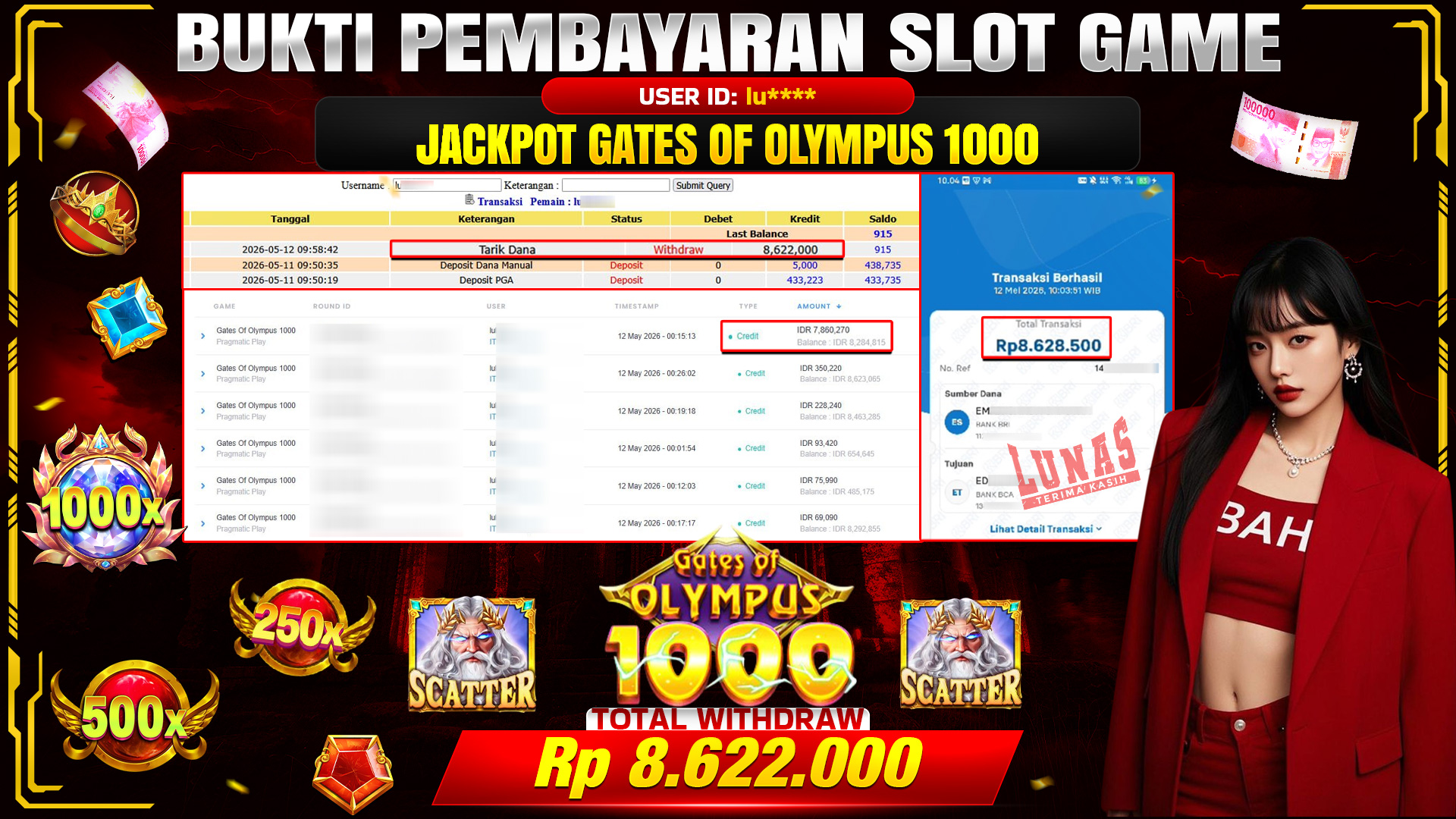 💰🎉 TOTO80 – JACKPOT SLOT GATES OF OLYMPUS 1000 RP. 8,622,000,- TELAH DIBAYARKAN!💰🎉
