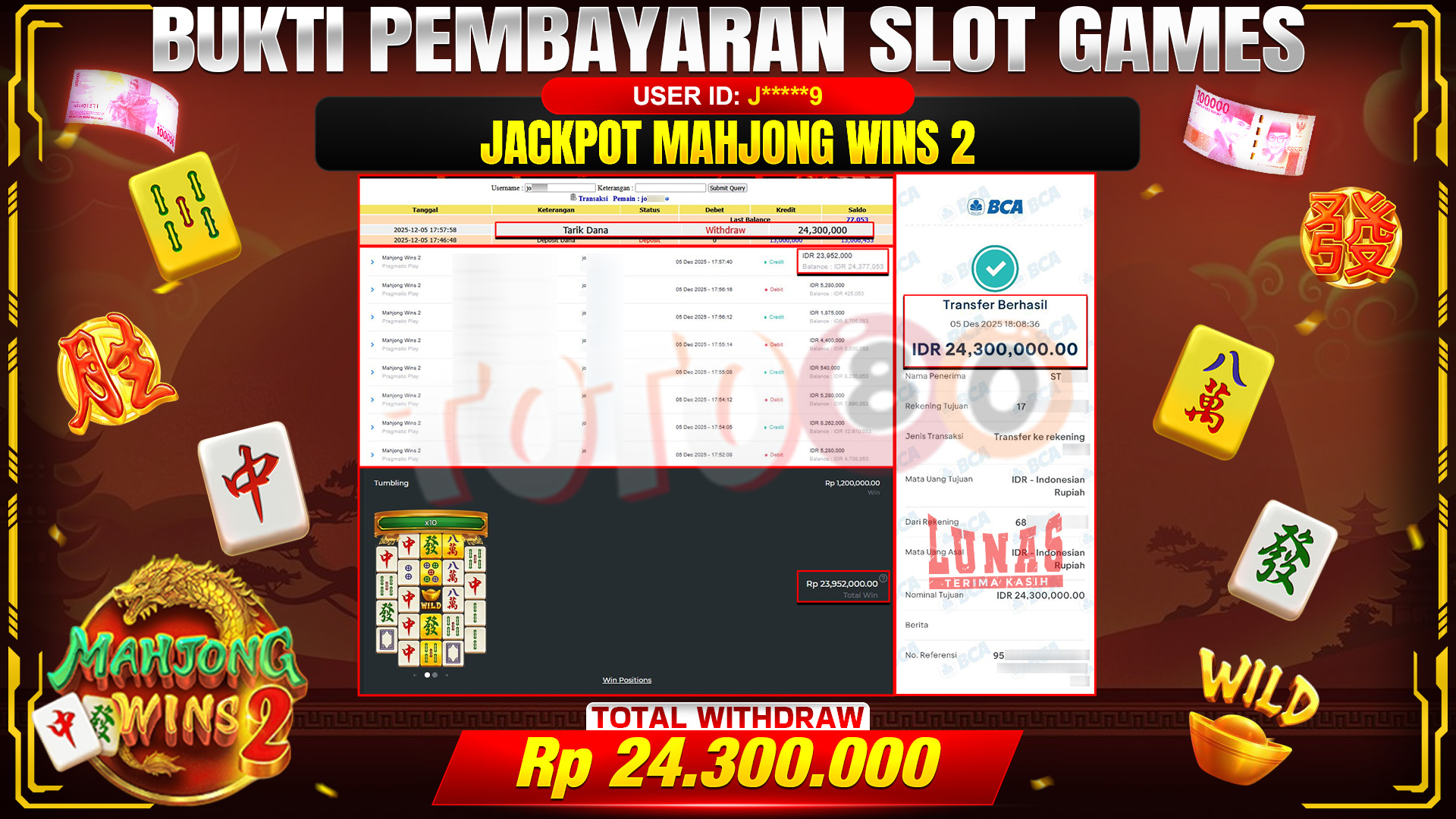 🎉 TOTO80 – JACKPOT SLOT MAHJONG WINS 2 RP. 24,300,000,- TELAH DIBAYARKAN! 🎉