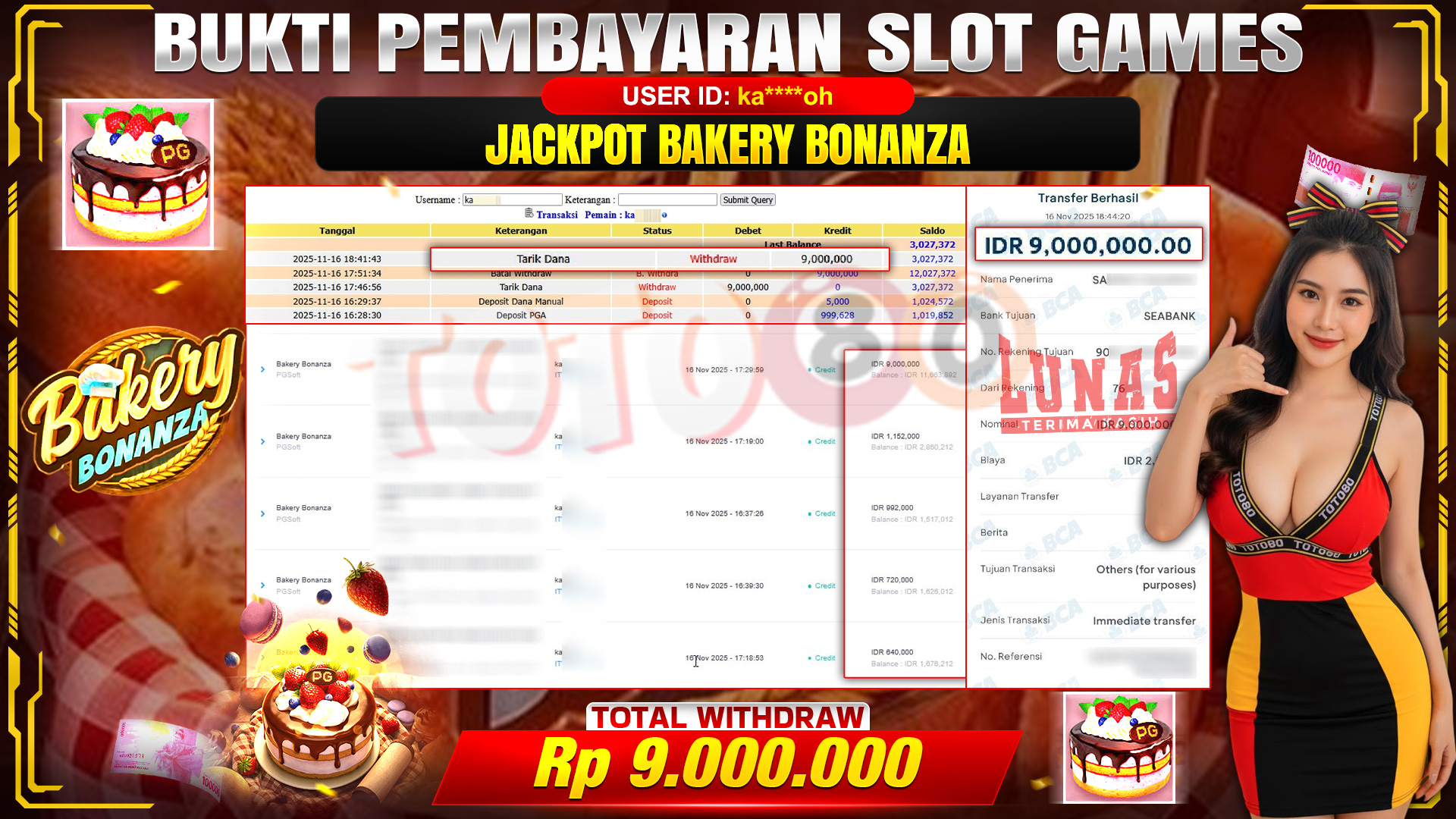 🎉 TOTO80 – JACKPOT SLOT BAKERY BONANZA RP.9,000,000,- TELAH DIBAYARKAN! 🎉