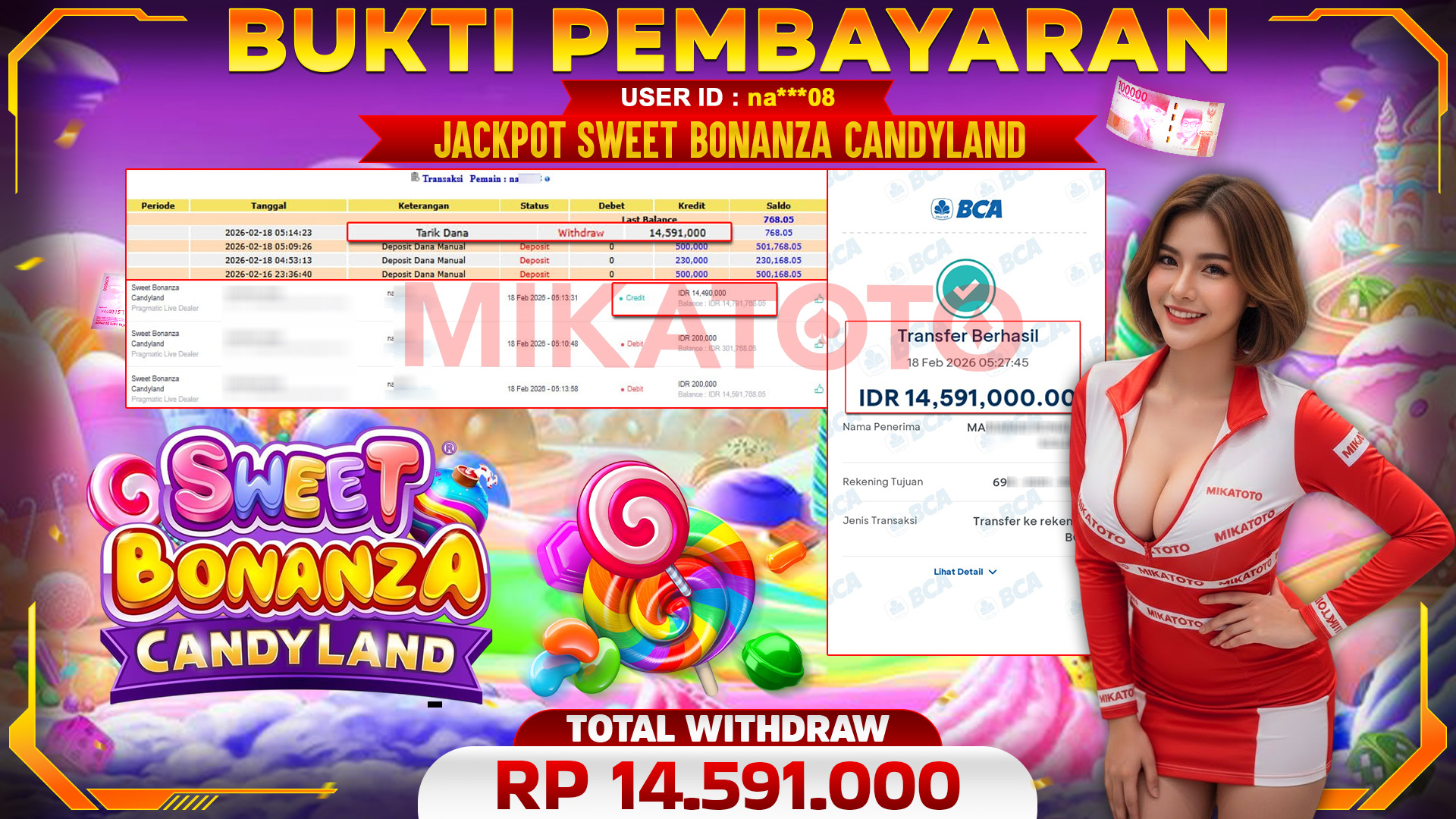 🏆 SELAMAT KEPADA PEMENANG JACKPOT DI Sweet Bonanza Candyland  - Pragmatic Live Dealer 14,591,000🏆