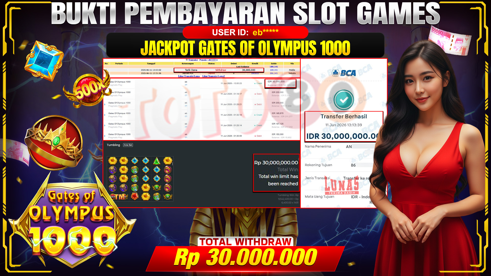 💰🎉 TOTO80 – JACKPOT SLOT GATES OF OLYMPUS 1000  RP. 30,000,000,- TELAH DIBAYARKAN!💰🎉