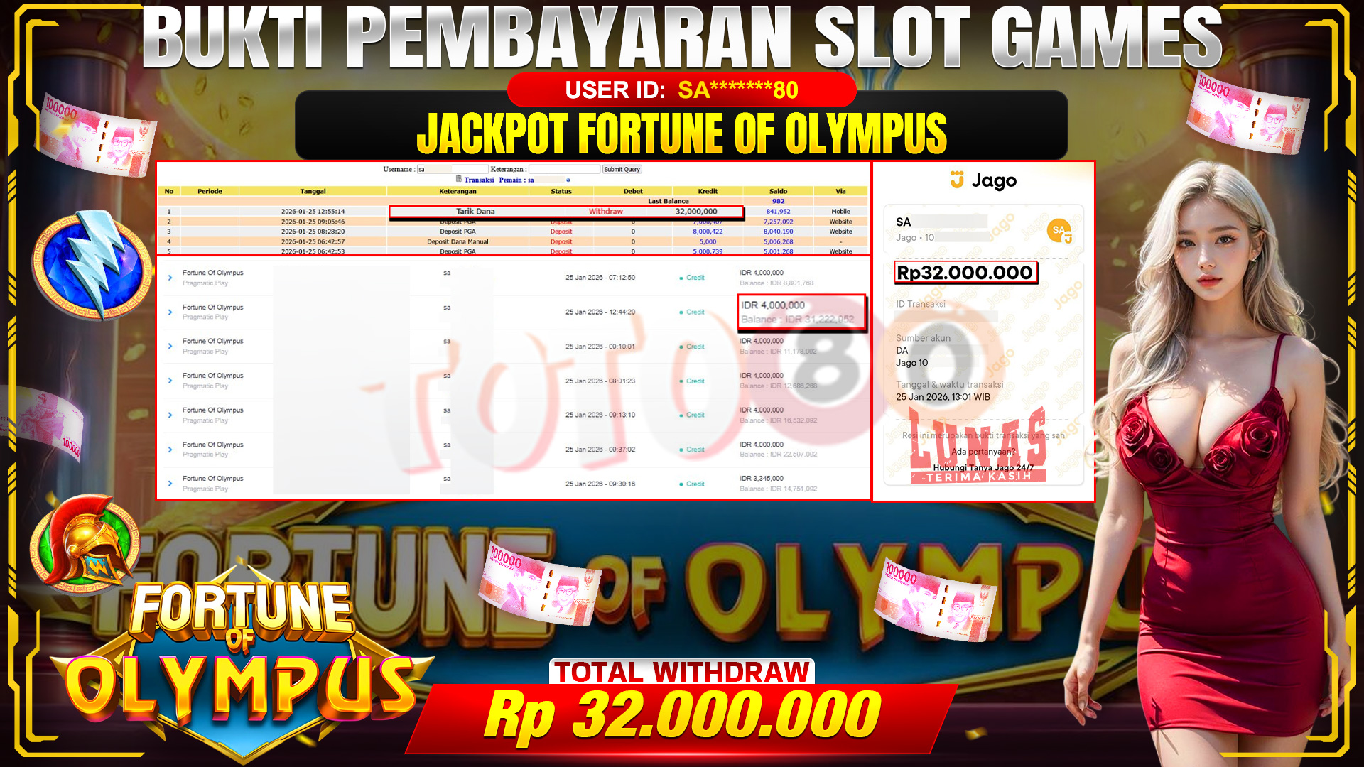 🎉 TOTO80 – JACKPOT SLOT FOIRTUNE OF OLYMPUS RP. 32,000,000,- TELAH DIBAYARKAN! 🎉