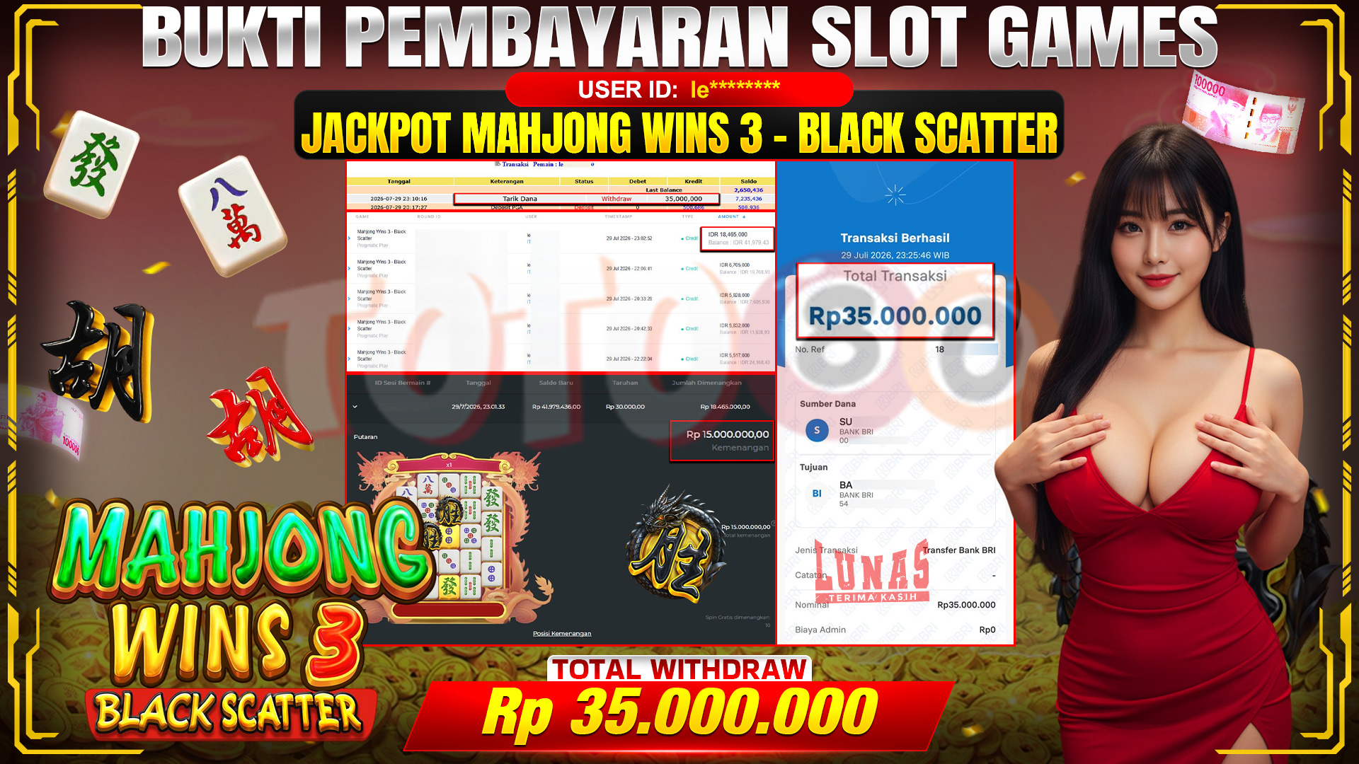 💰🎉 TOTO80 – JACKPOT MAHJONG WINS 3-BLACK SCATTER  RP. 35,000,000,- TELAH DIBAYARKAN! 💰🎉