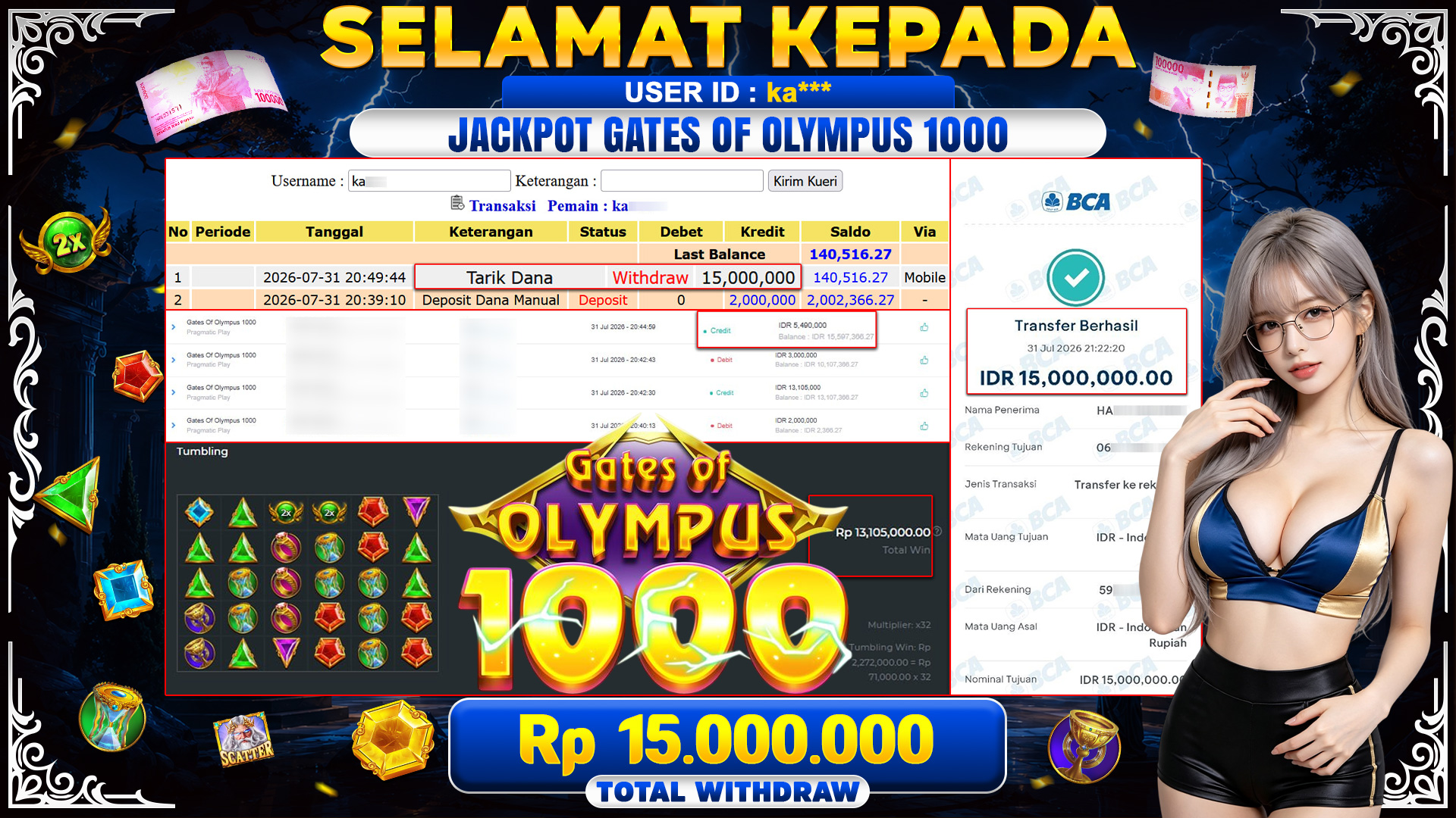 BUKTI JACKPOT GATES OF OLYMPUS 1000