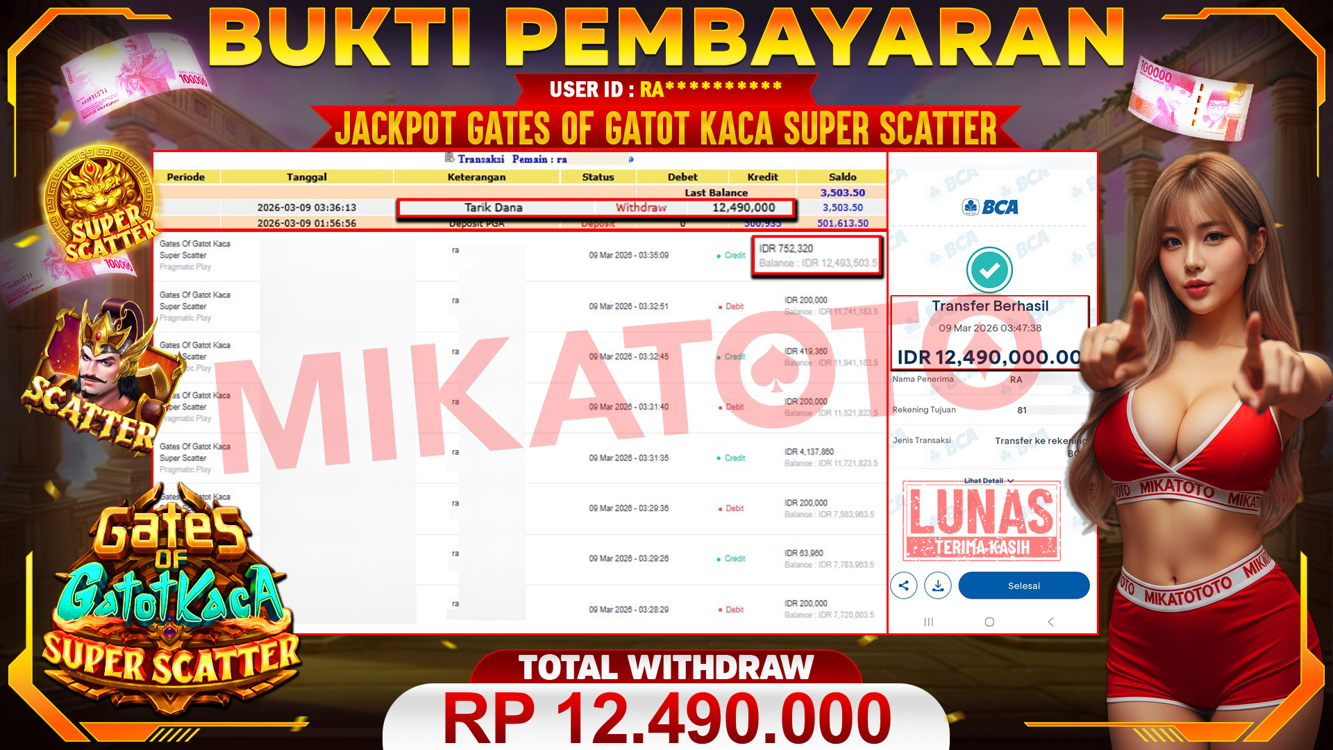 🏆 SELAMAT KEPADA PEMENANG JACKPOT DI Gates Of Gatot Kaca Super Scatter - Pragmatic Play 12,490.000🏆