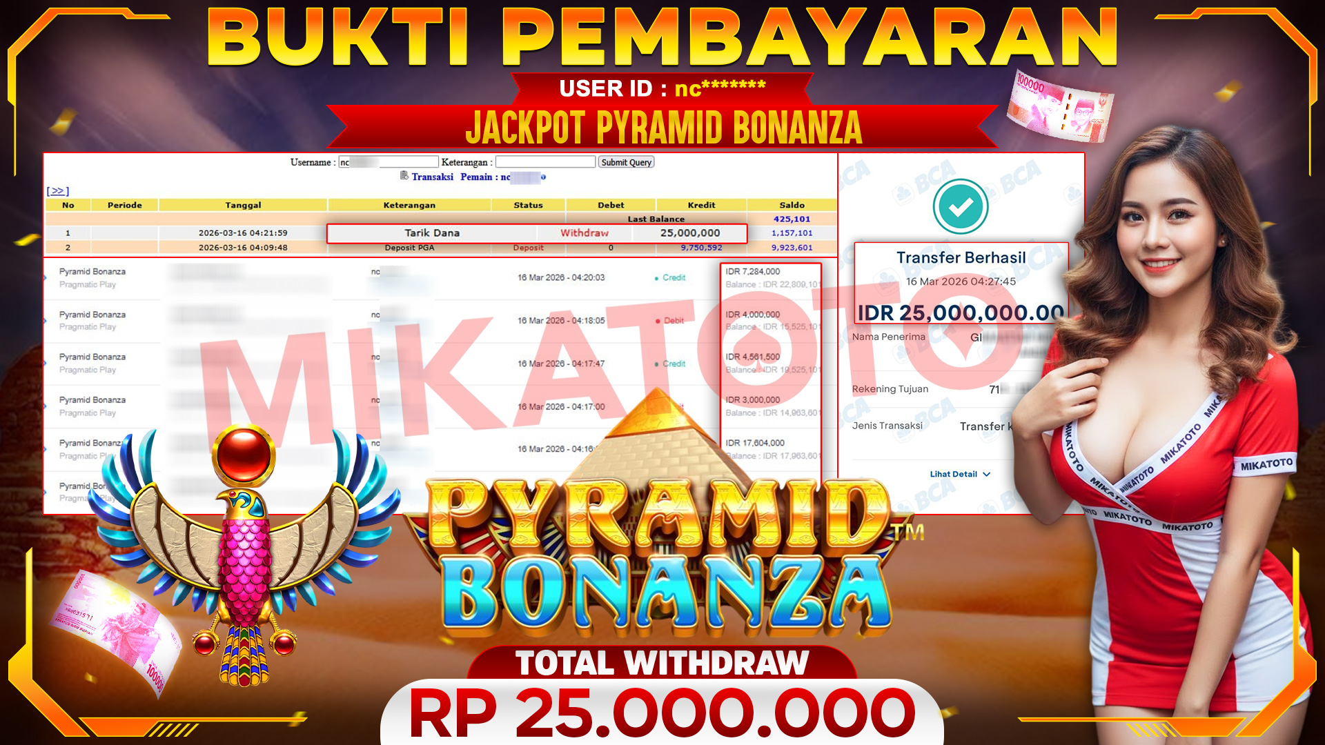 🏆 SELAMAT KEPADA PEMENANG JACKPOT DI Pyramid Bonanza - Pragmatic Play 25,000.000🏆