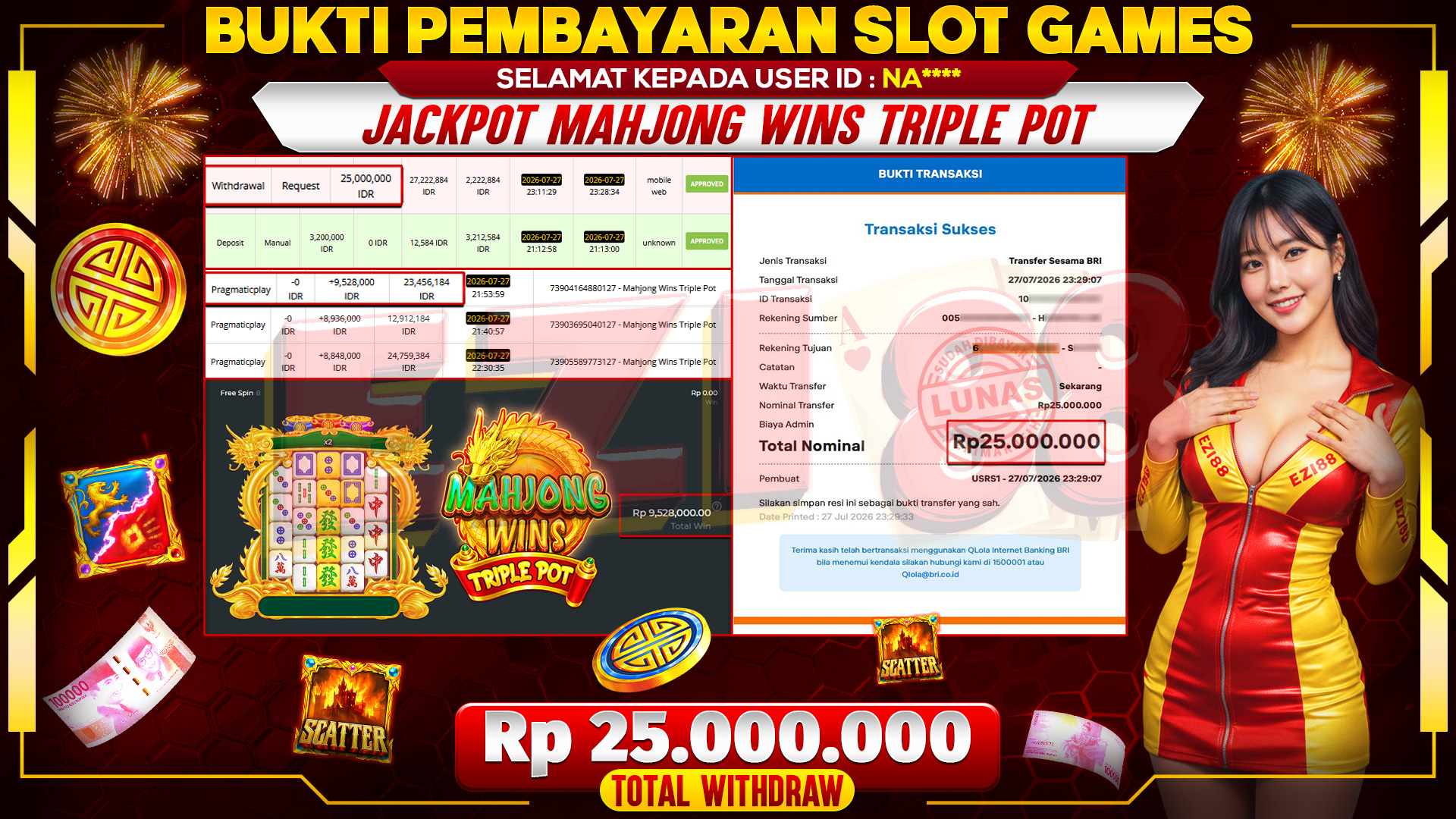 JACKPOT MAHJONG WINS TRIPLE POT