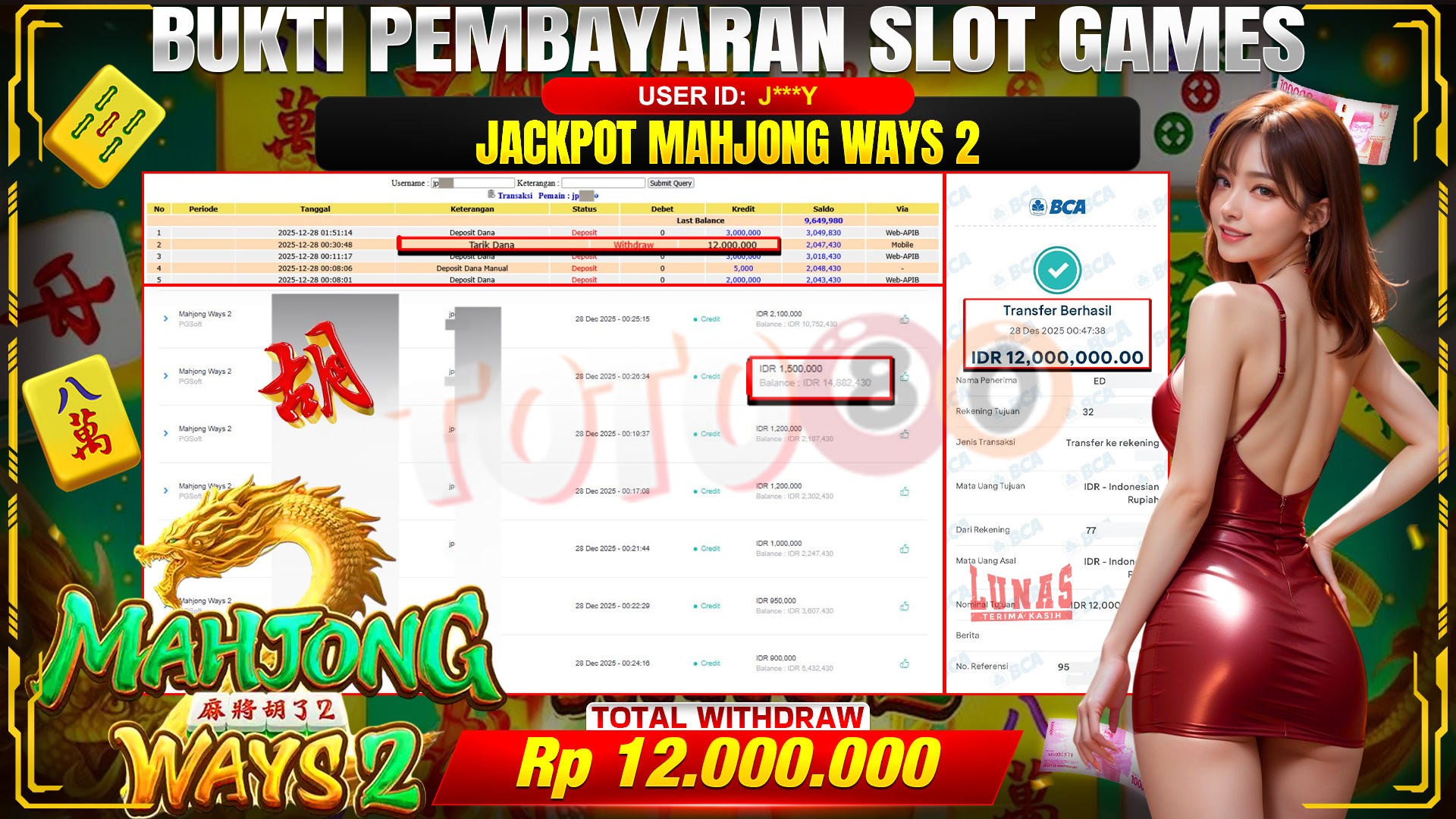 🎉 TOTO80 – JACKPOT SLOT MAHJONG WAYS 2 RP. 12,000,000,- TELAH DIBAYARKAN! 🎉