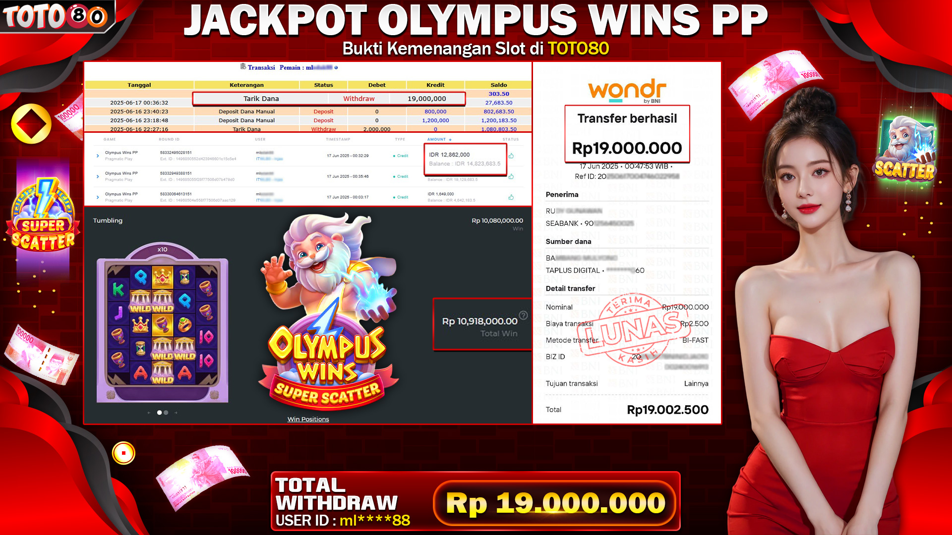 🎉 TOTO80 – JACKPOT OLYMPUS WINS PP RP.19,000,000,- TELAH DIBAYARKAN!🎉