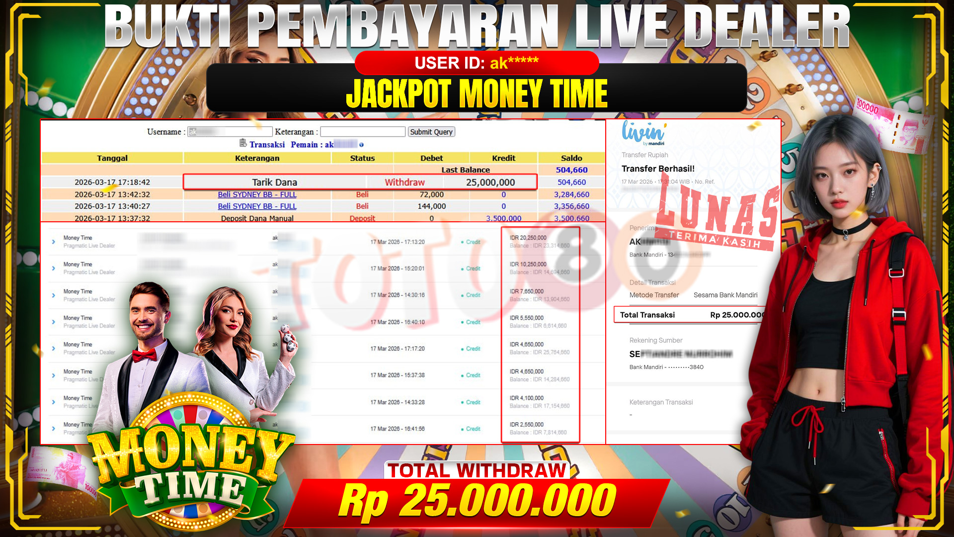 💰🎉 TOTO80 – JACKPOT MONEY TIME  RP. 25,000,000,- TELAH DIBAYARKAN!💰🎉