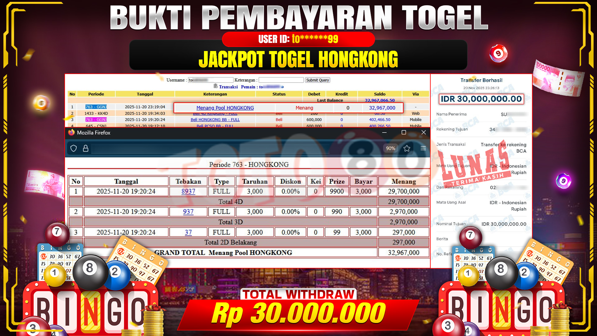 🎉 TOTO80 – JACKPOT TOGEL HONGKONG RP.30,000,000,- TELAH DIBAYARKAN! 🎉