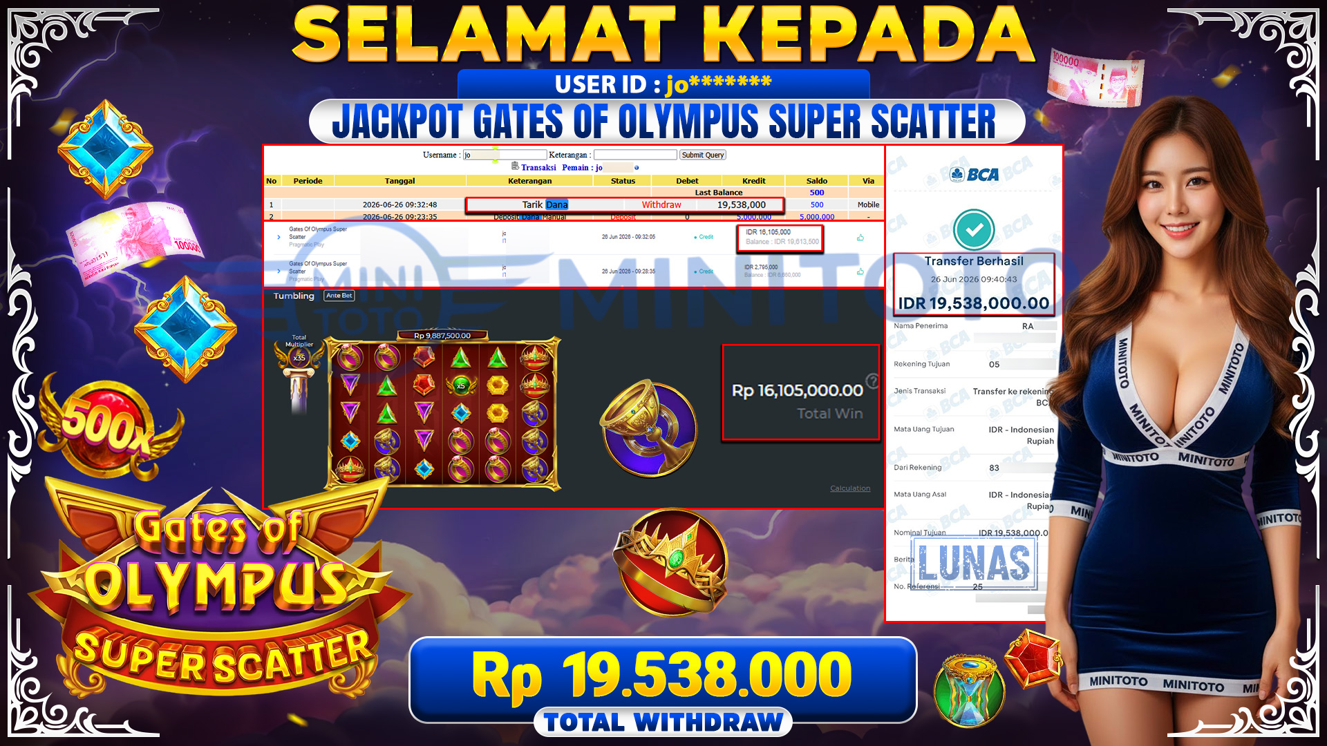 BUKTI JACKPOT GATES OF OLYMPUS SUPER SCATTER - PRAGMATIC PLAY