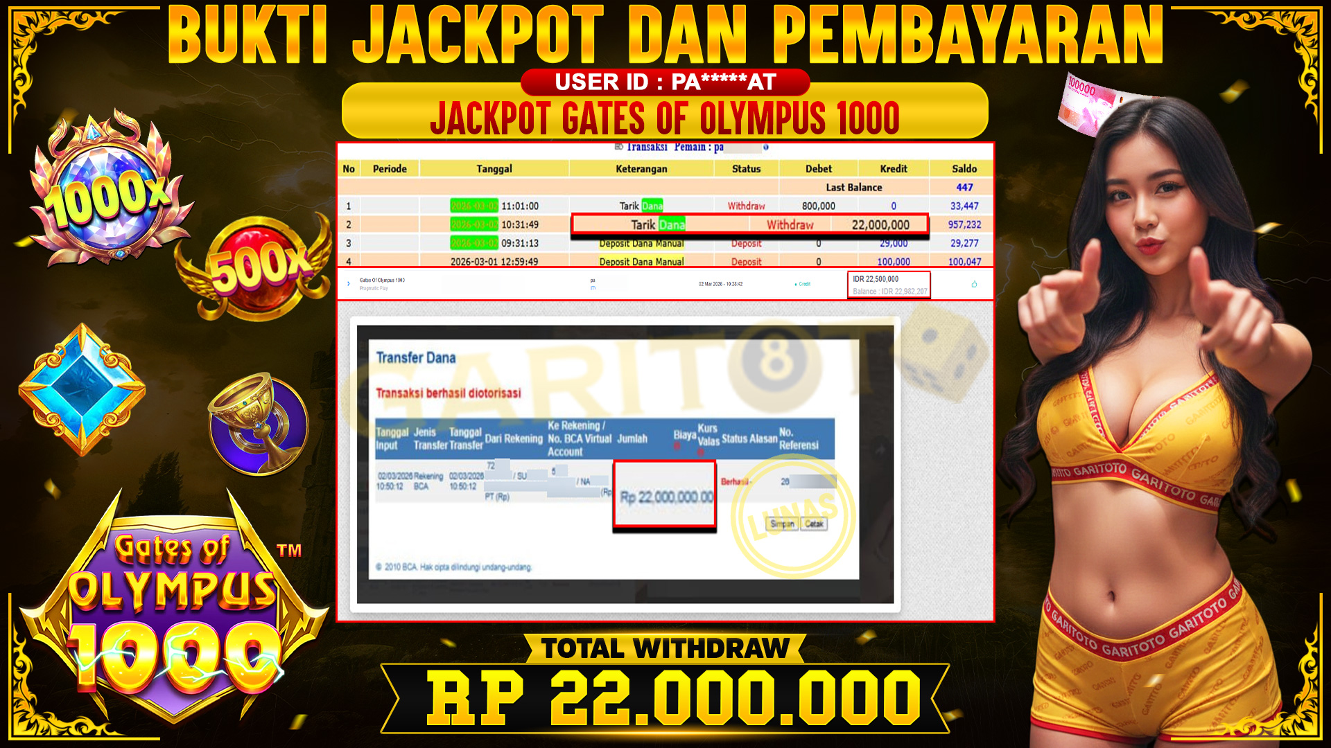 JACKPOT GATES OF OlYMPUS 1000