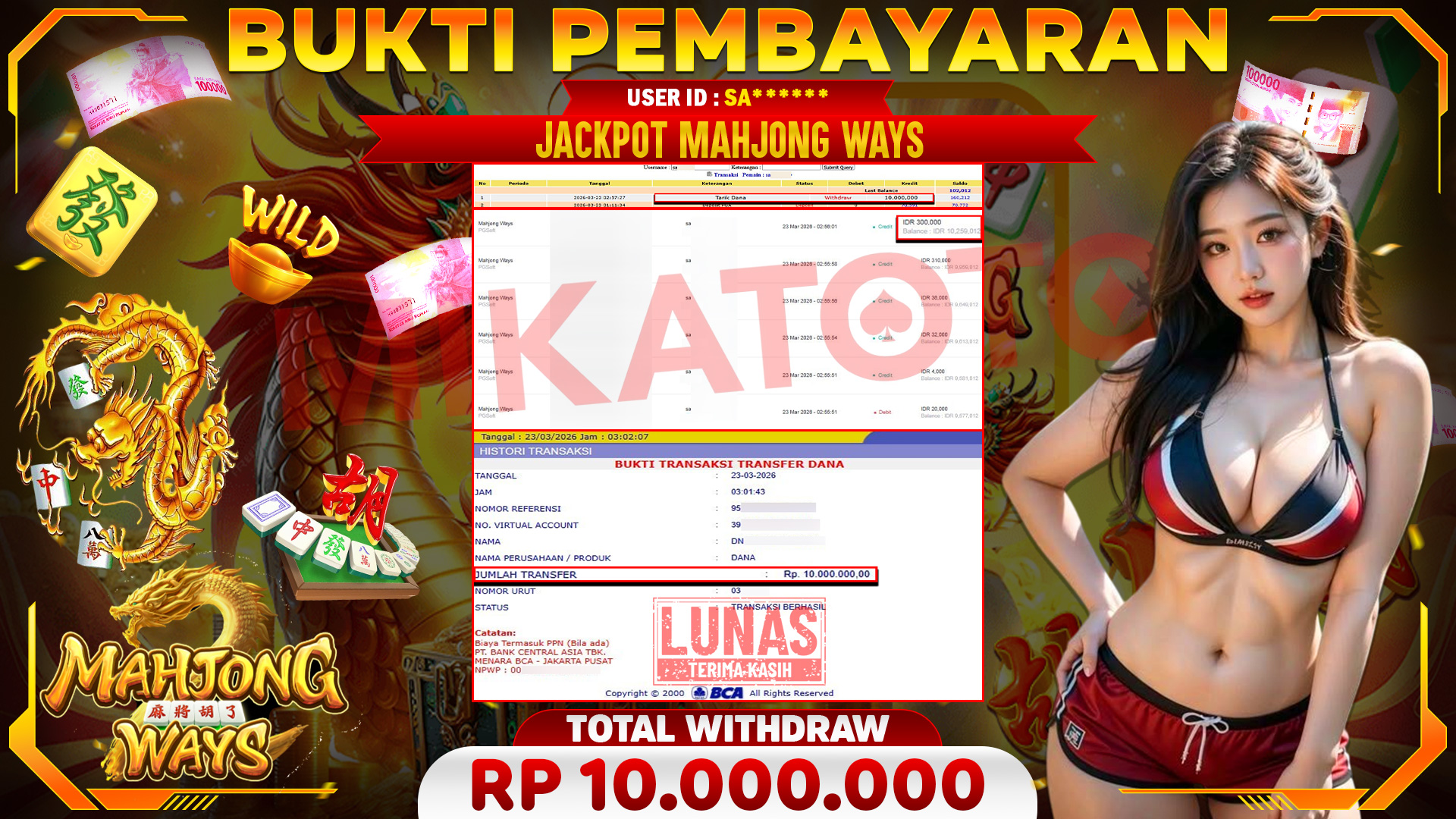 🏆 SELAMAT KEPADA PEMENANG JACKPOT DI Mahjong Ways  - PGSoft 10,000,000🏆