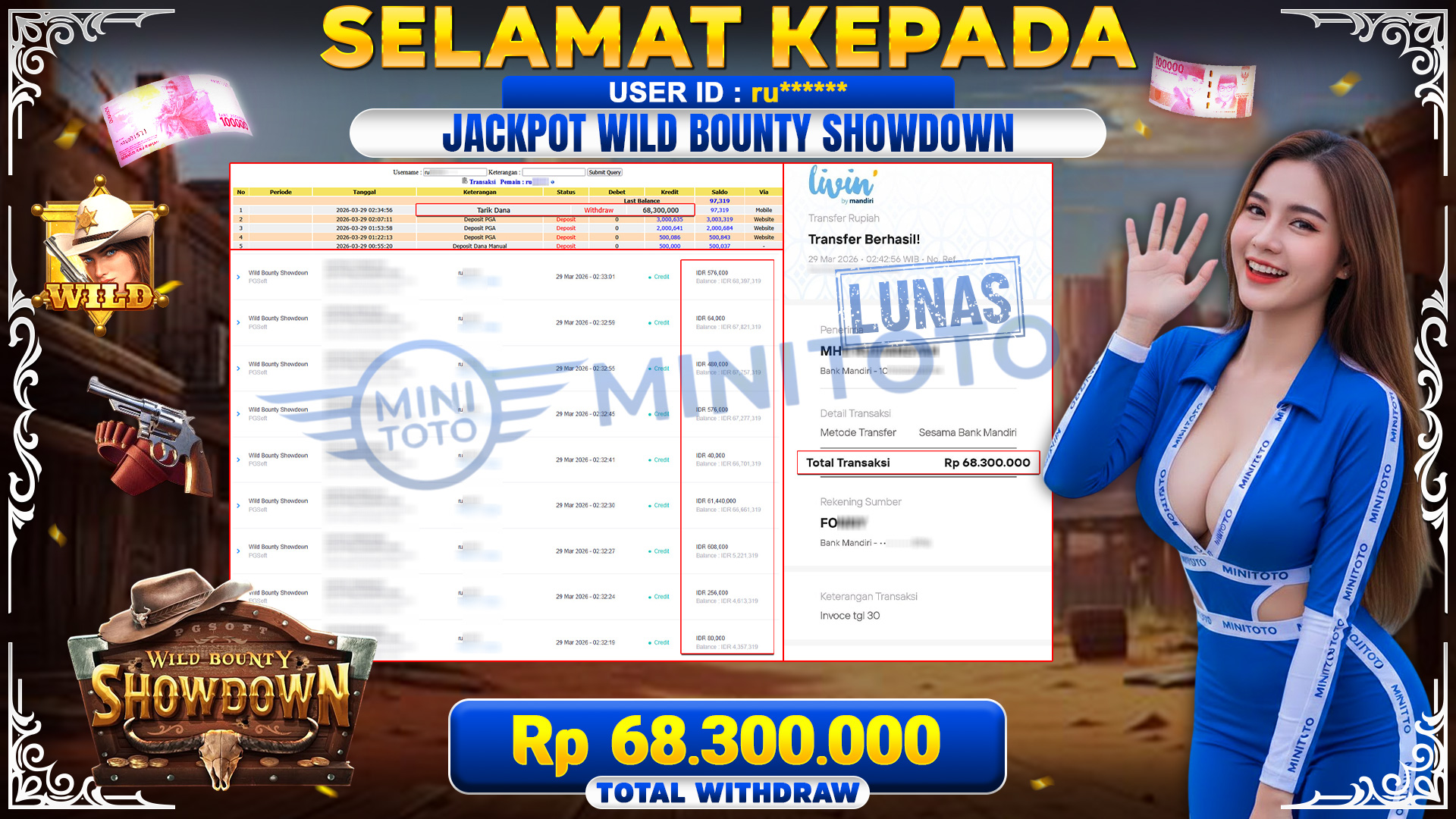 BUKTI JACPOT Wild Bounty Showdown - PG SOFT
