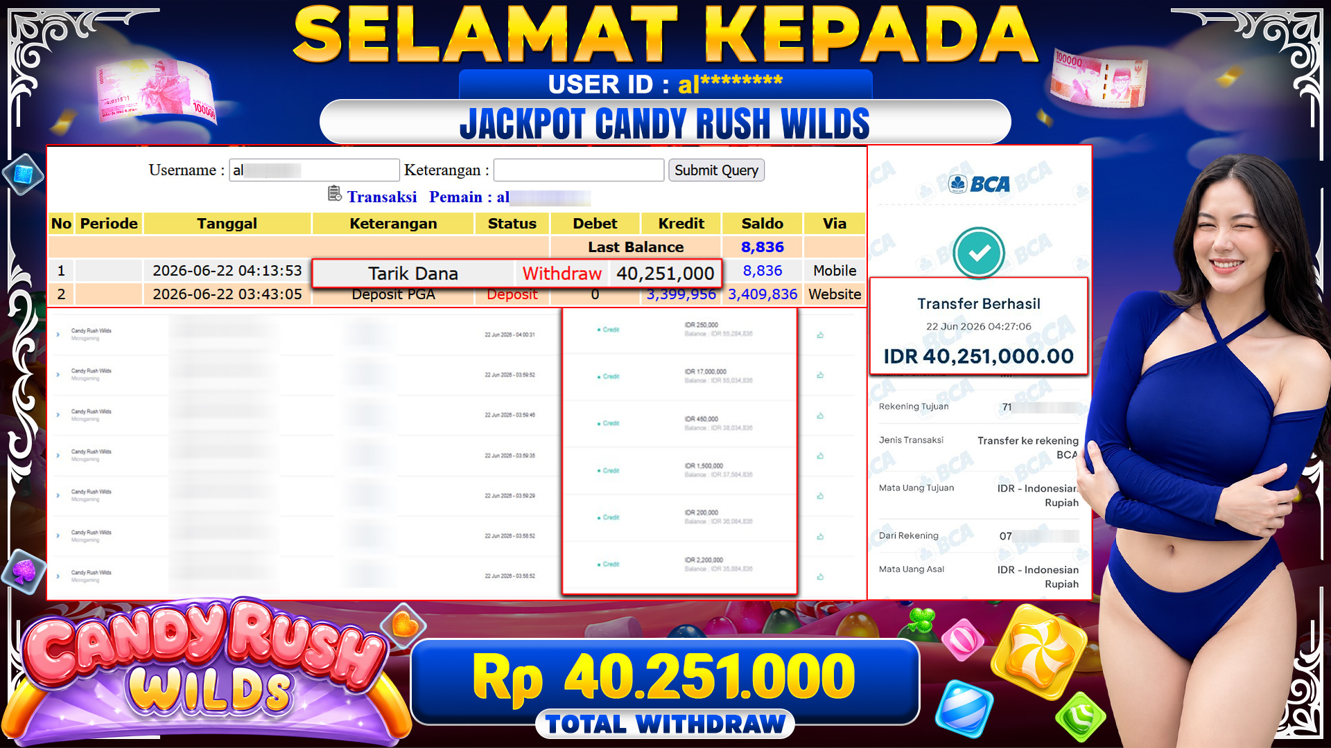BUKTI JACKPOT CANDY RUSH WILDS - MICROGAMING