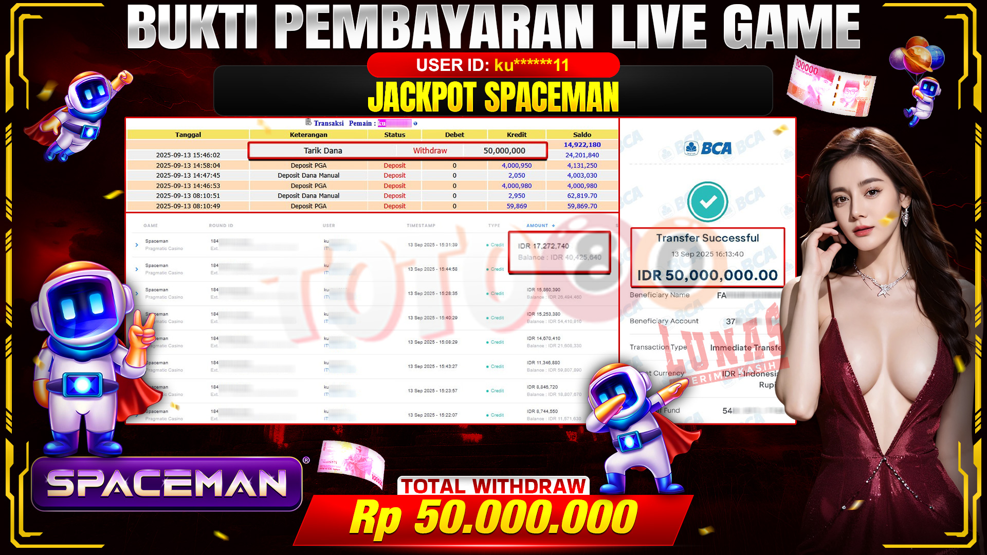 🎉 TOTO80 – JACKPOT SPACEMAN RP.50,000,000,- TELAH DIBAYARKAN! 🎉