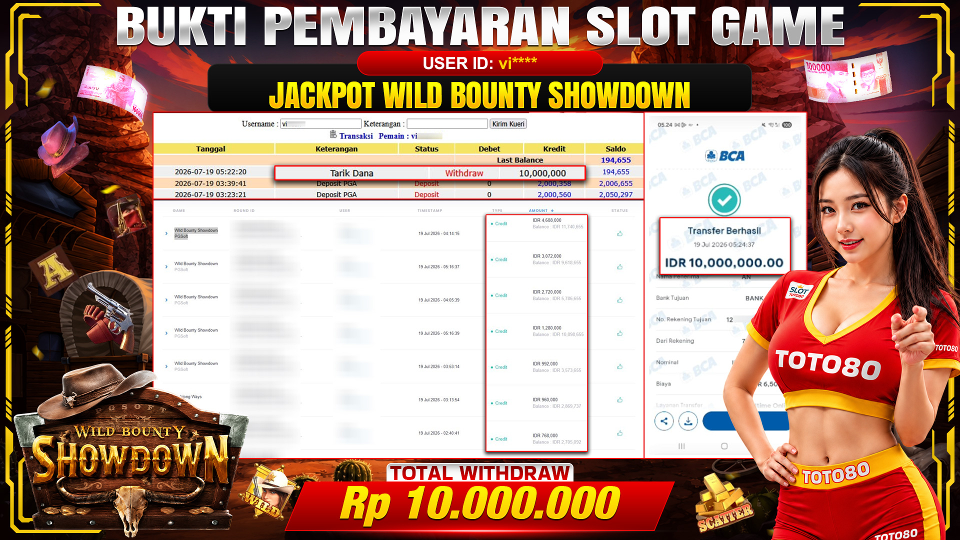 💰🎉 TOTO80 – JACKPOT SLOT WILD BOUNTY SHOWDOWN  RP. 10,000,000,- TELAH DIBAYARKAN!💰🎉