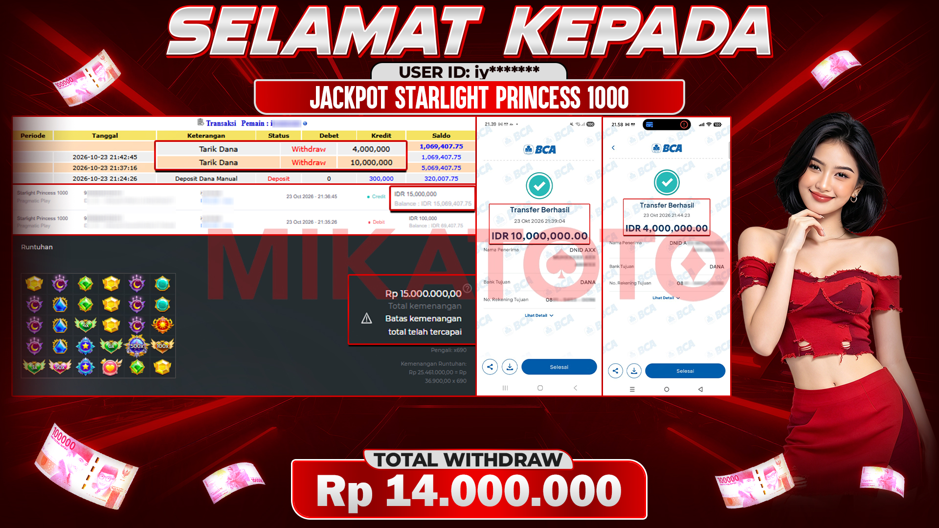 🏆 SELAMAT KEPADA PEMENANG JACKPOT DI Starlight Princess 1000 Pragmatic Play 14,000,000🏆