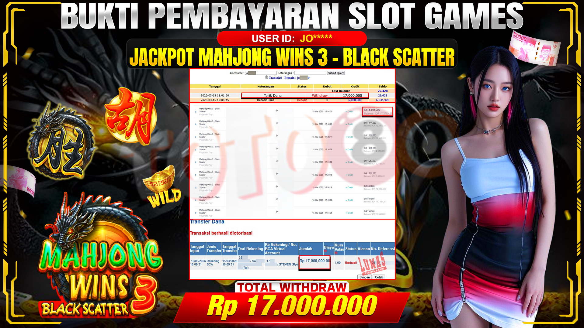 🎉 TOTO80 – JACKPOT SLOT MAHJONG WINS 3 - BLACK SCATTER RP. 17,000,000,- TELAH DIBAYARKAN! 🎉