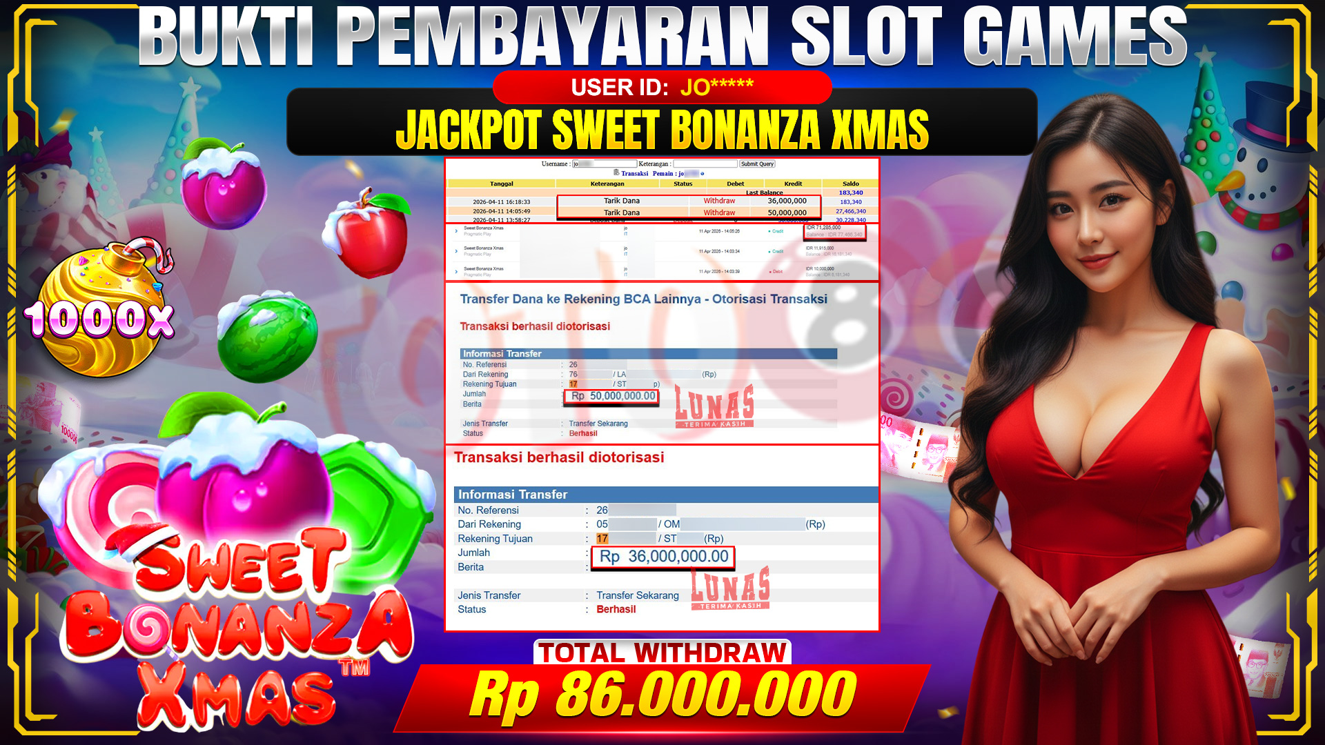💰🎉 TOTO80 – JACKPOT SLOT SWEET BONANZA XMAS RP. 86,000,000,- TELAH DIBAYARKAN!💰🎉