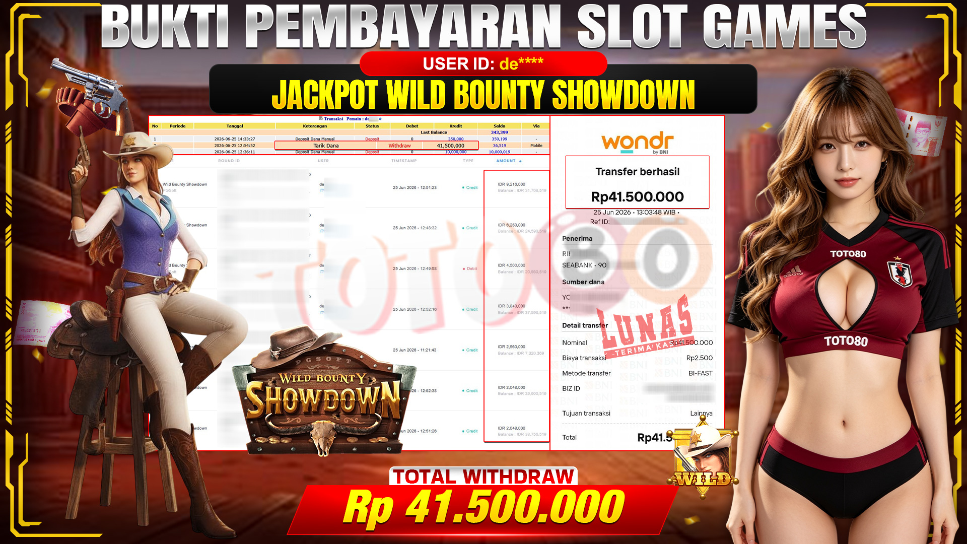💰🎉 TOTO80 – JACKPOT SLOT WILD BOUNTY SHOWDOWN  RP. 41.500.000,- TELAH DIBAYARKAN!💰🎉