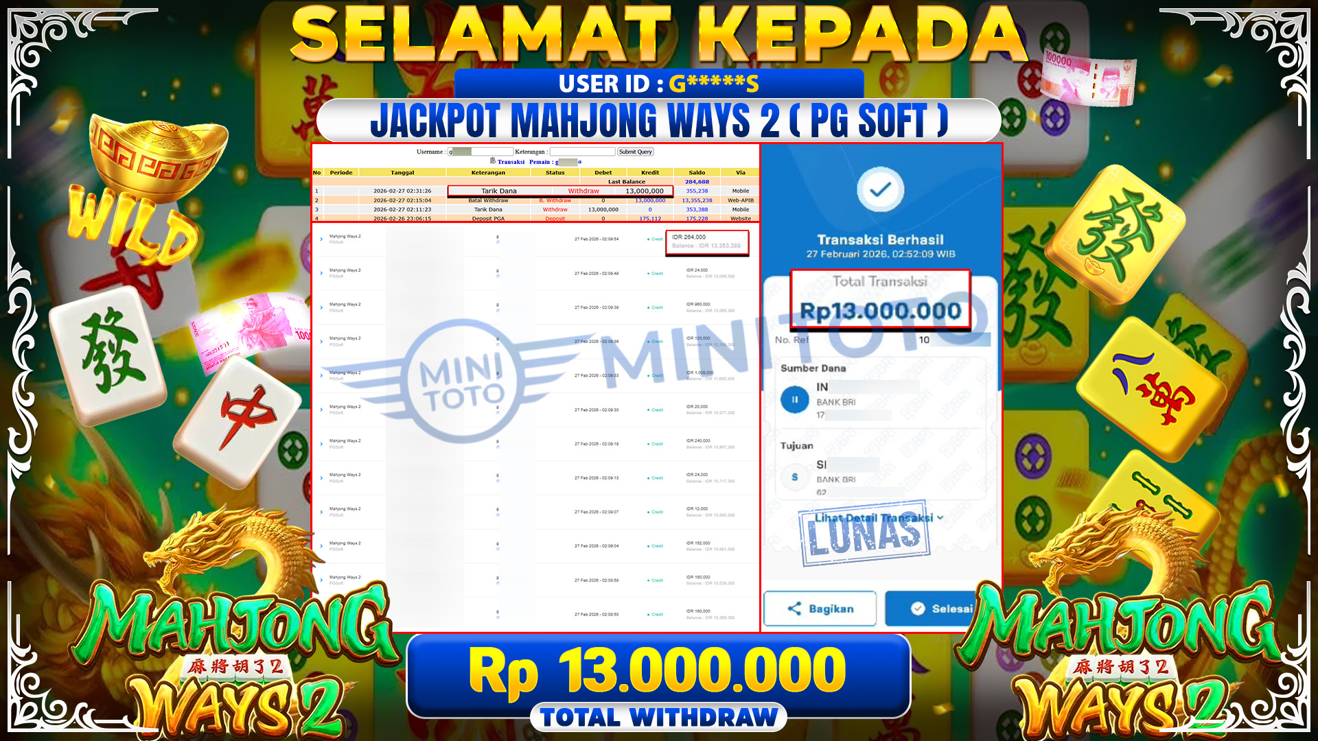 JACKPOT MAHYONG WAYS ( PG SOFT)