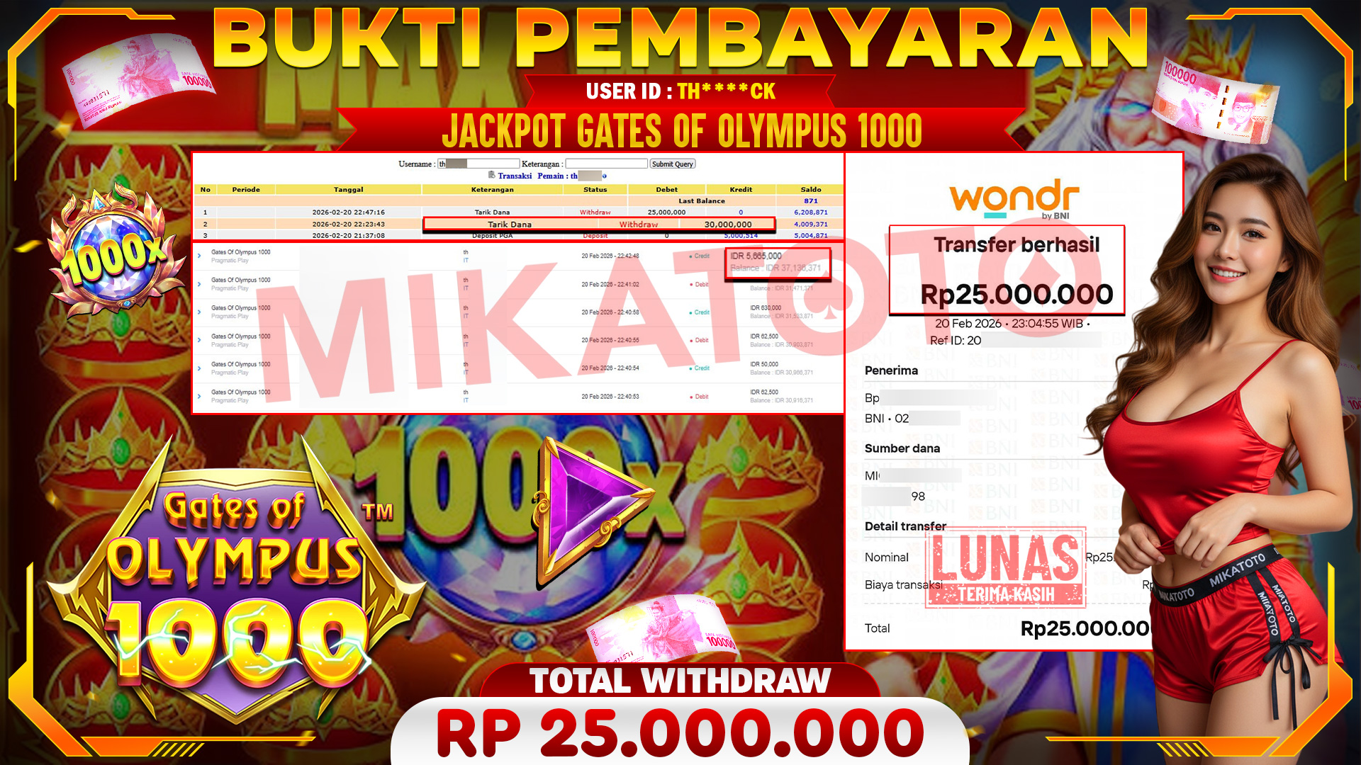 🏆 SELAMAT KEPADA PEMENANG JACKPOT DI Gates Of Olympus 1000 - Pragmatic Play 25,000.000🏆