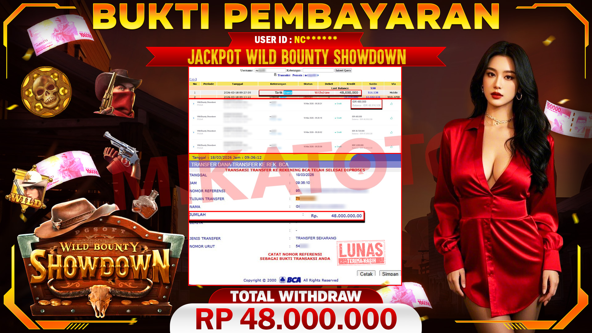 🏆 SELAMAT KEPADA PEMENANG JACKPOT DI Wild Bounty Showdown - PGSoft 48,000,000🏆