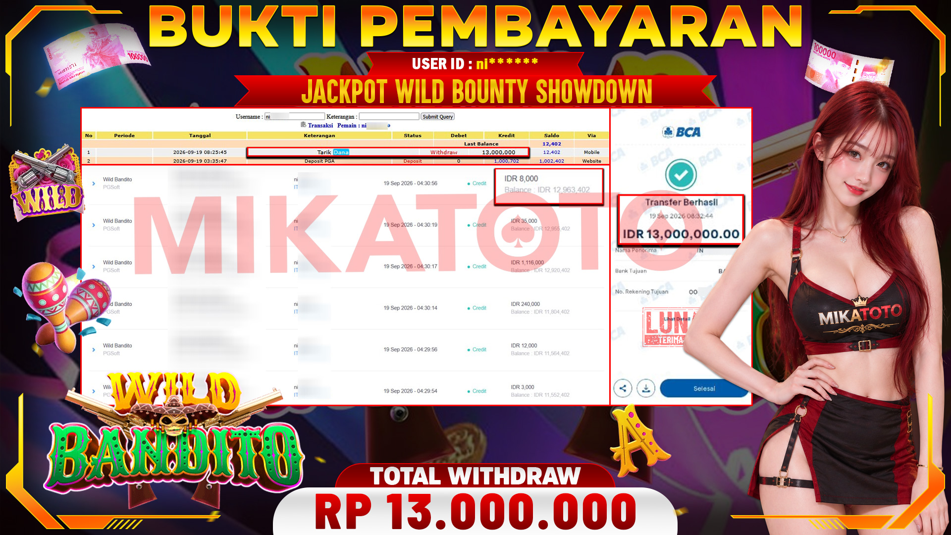 🏆 SELAMAT KEPADA PEMENANG JACKPOT DI Wild Bandito - PGSoft 13,000,000 🏆