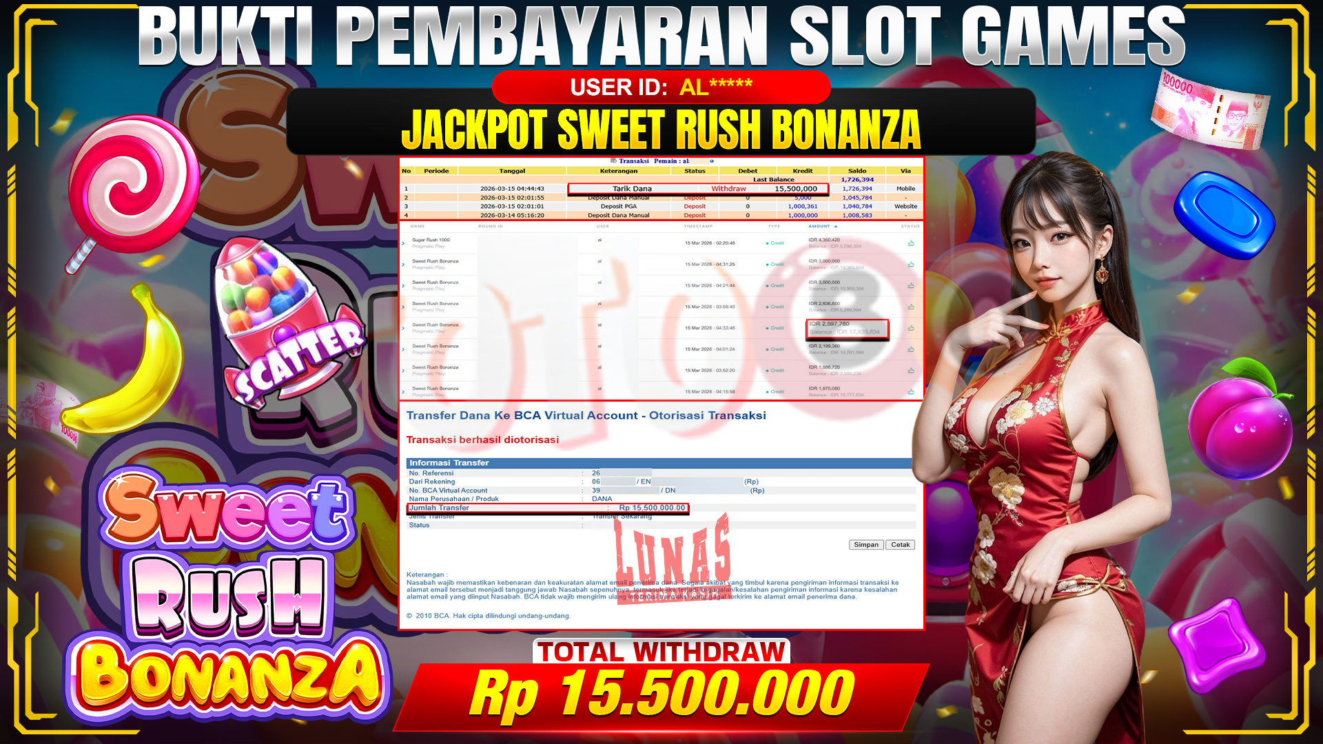 💰🎉 TOTO80 – JACKPOT SLOT SWEET RUSH BONANZA  RP. 15,500,000,- TELAH DIBAYARKAN! 💰🎉
