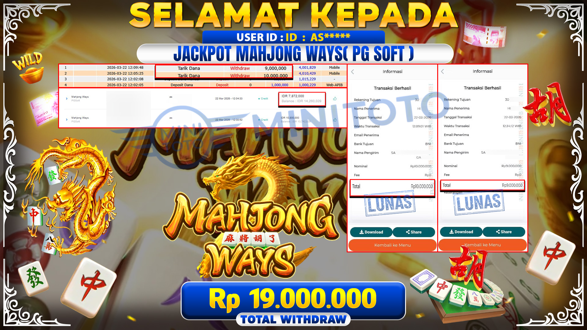 BUKTI JACPOT Mahjong Ways  - PGSoft