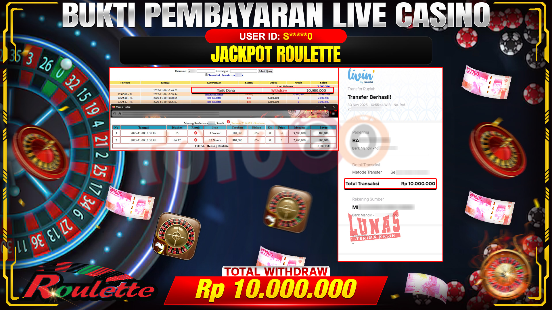 🎉 TOTO80 – JACKPOT LIVE CASINO ROULETTE RP.10,000,000,- TELAH DIBAYARKAN! 🎉