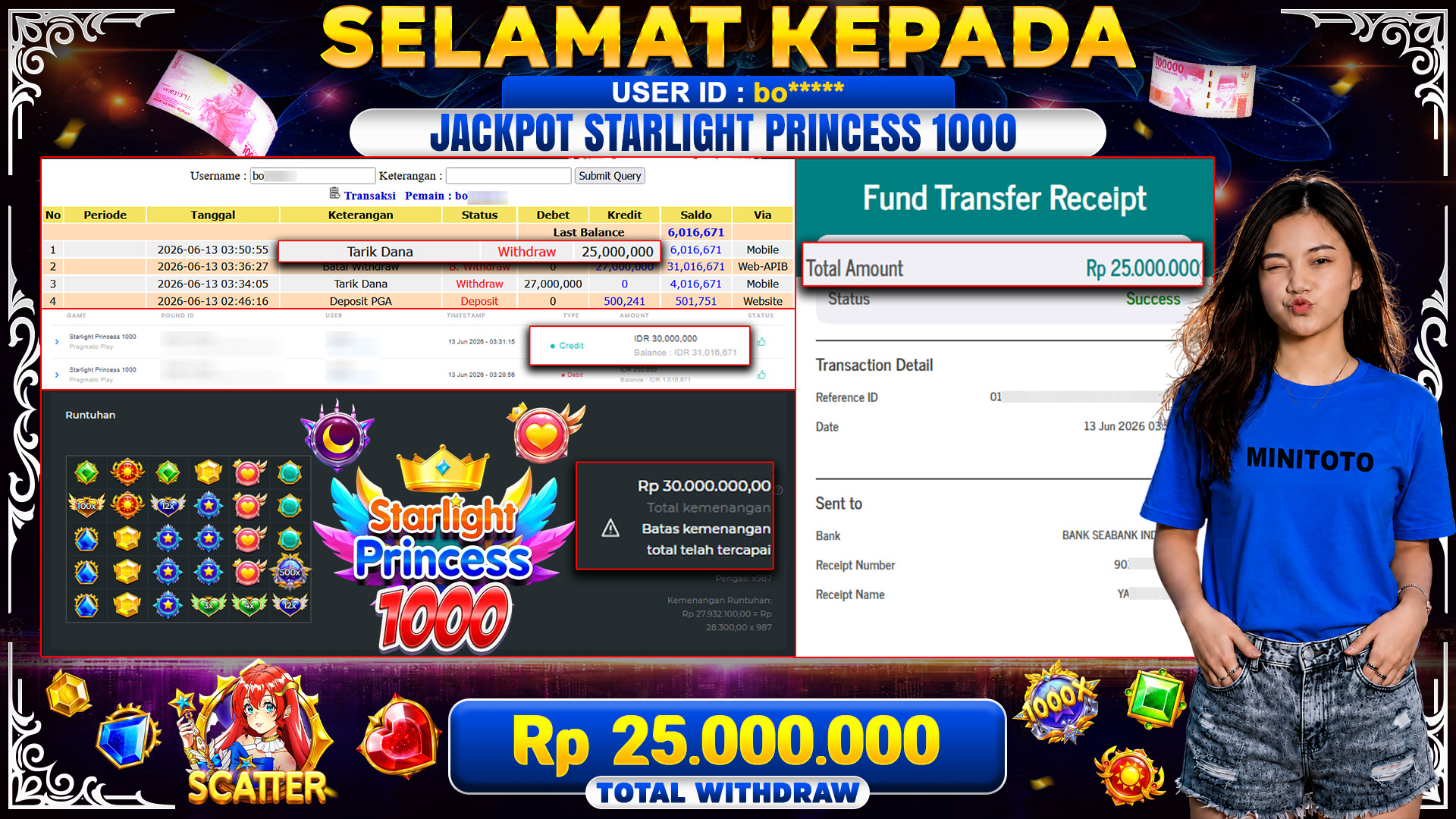 BUKTI JACKPOT STARLIGHT PRINCESS 1000-PRAGMATIC PLAY