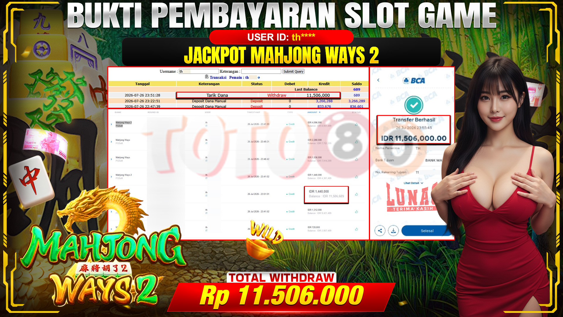 💰🎉 TOTO80 – JACKPOT SLOT MAHJONG  WAYS 2 RP. 11,506,000,-  TELAH DIBAYARKAN!💰🎉