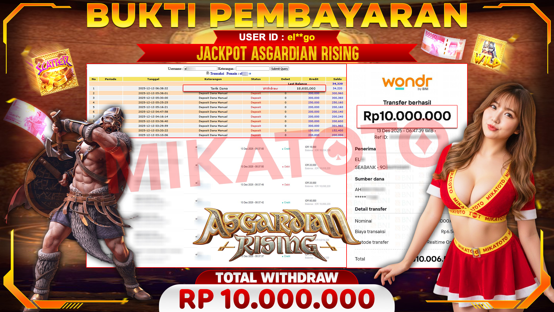 🏆 SELAMAT KEPADA PEMENANG JACKPOT DI Asgardian Rising - PGSoft 10,000,000🏆