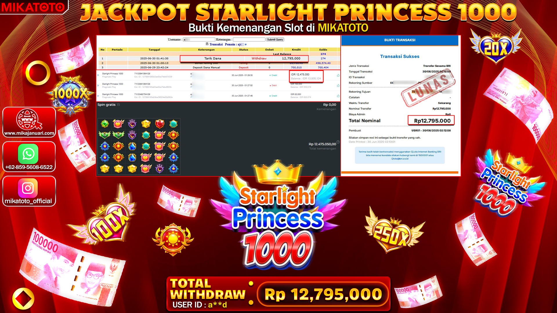 🏆 SELAMAT KEPADA PEMENANG JACKPOT DI STARLIGHT PRINCESS 1000 12,795,000🏆
