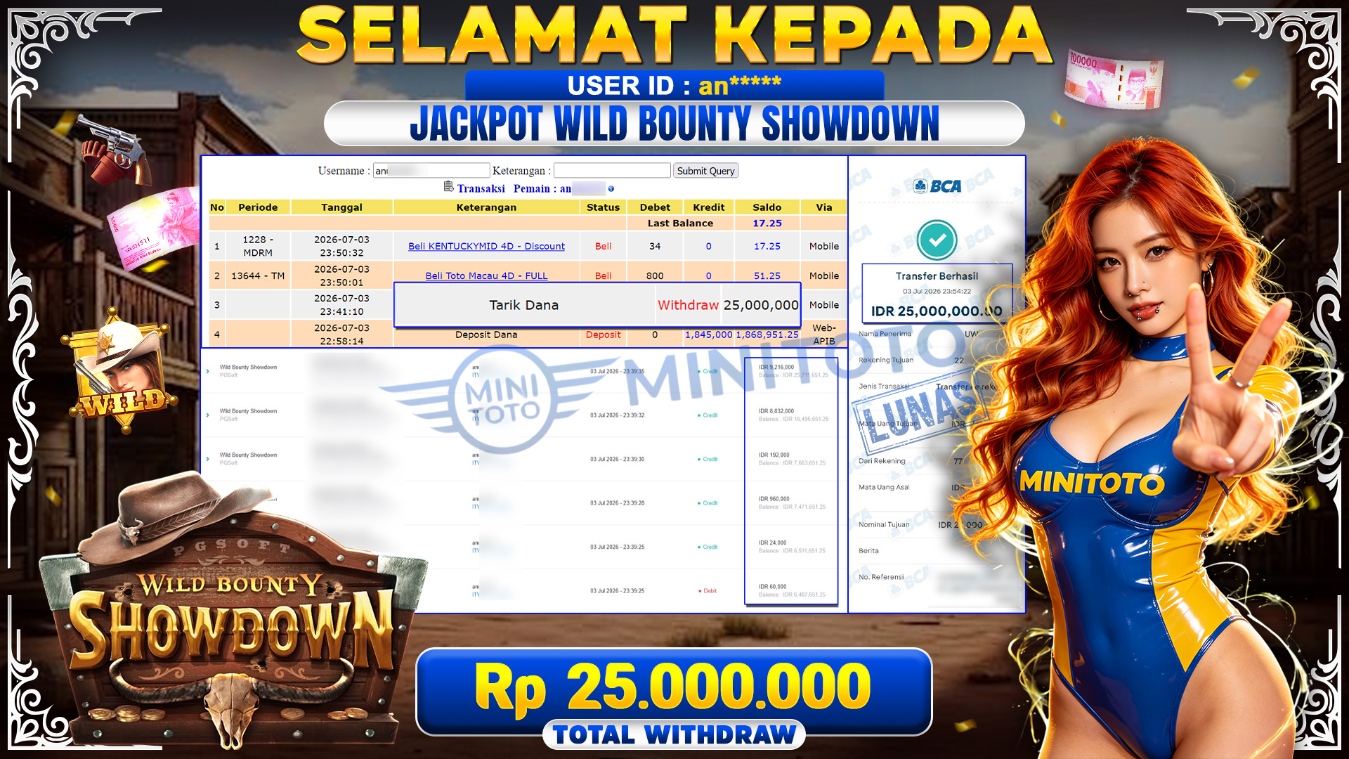BUKTI JACKPOT Wild Bounty Showdown -PGSoft