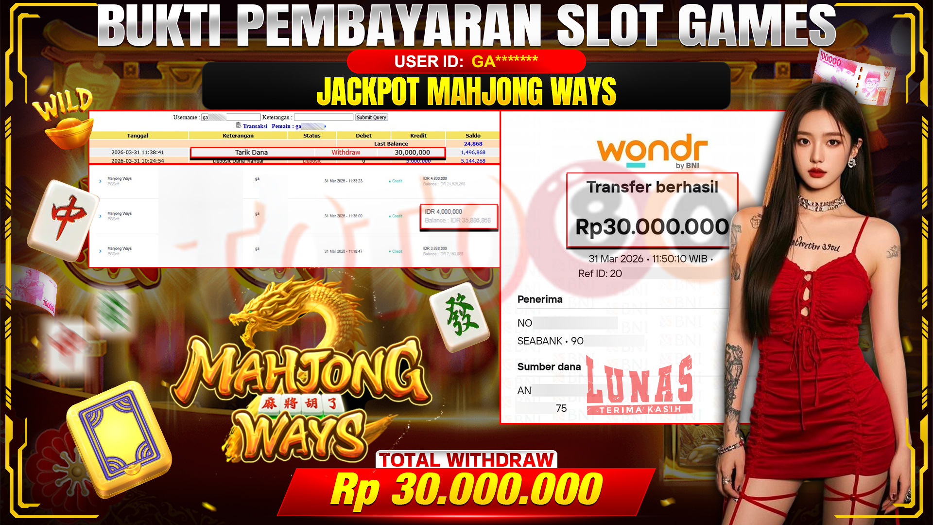 💰🎉 TOTO80 – JACKPOT SLOT MAHJONG WAYS RP. 30,000,000,- TELAH DIBAYARKAN!💰🎉