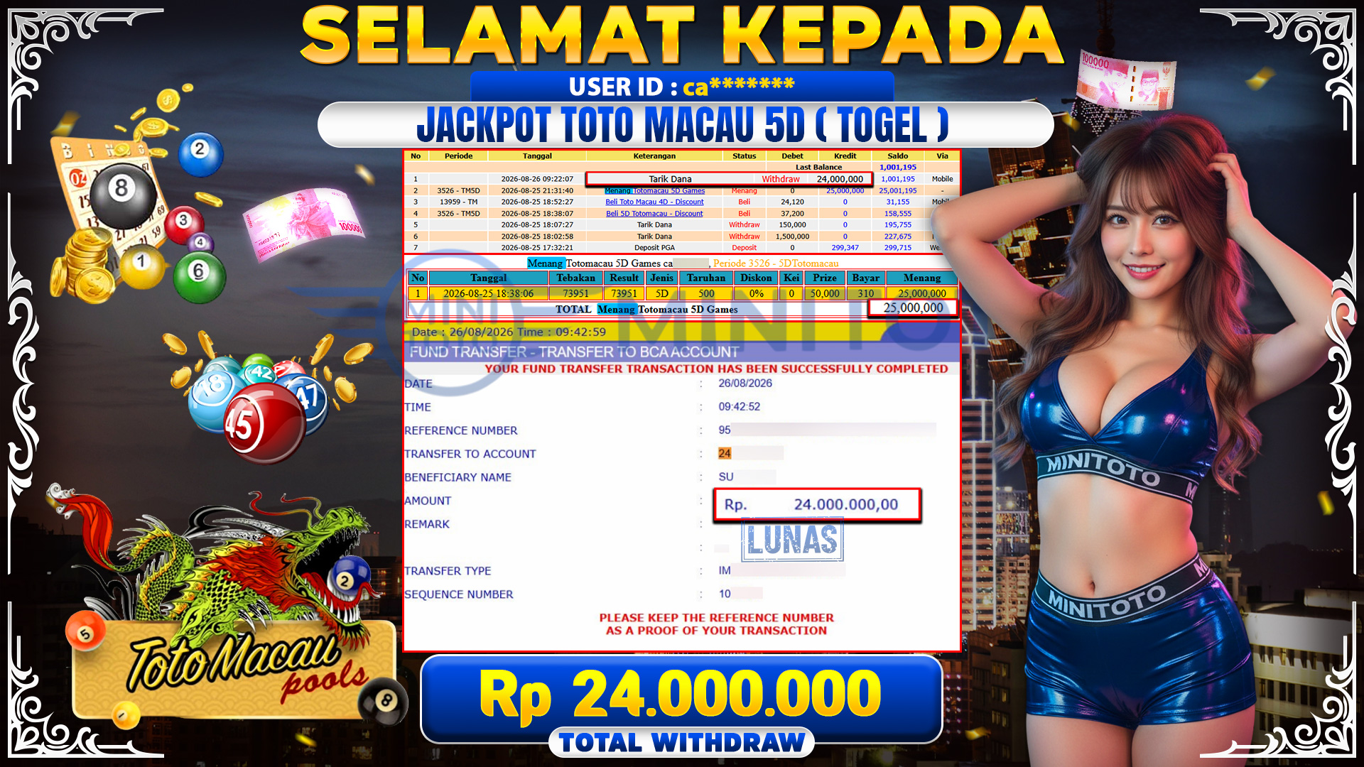 BUKTI JAKCPOT MENANG TOTOMACAU 5D GAMES