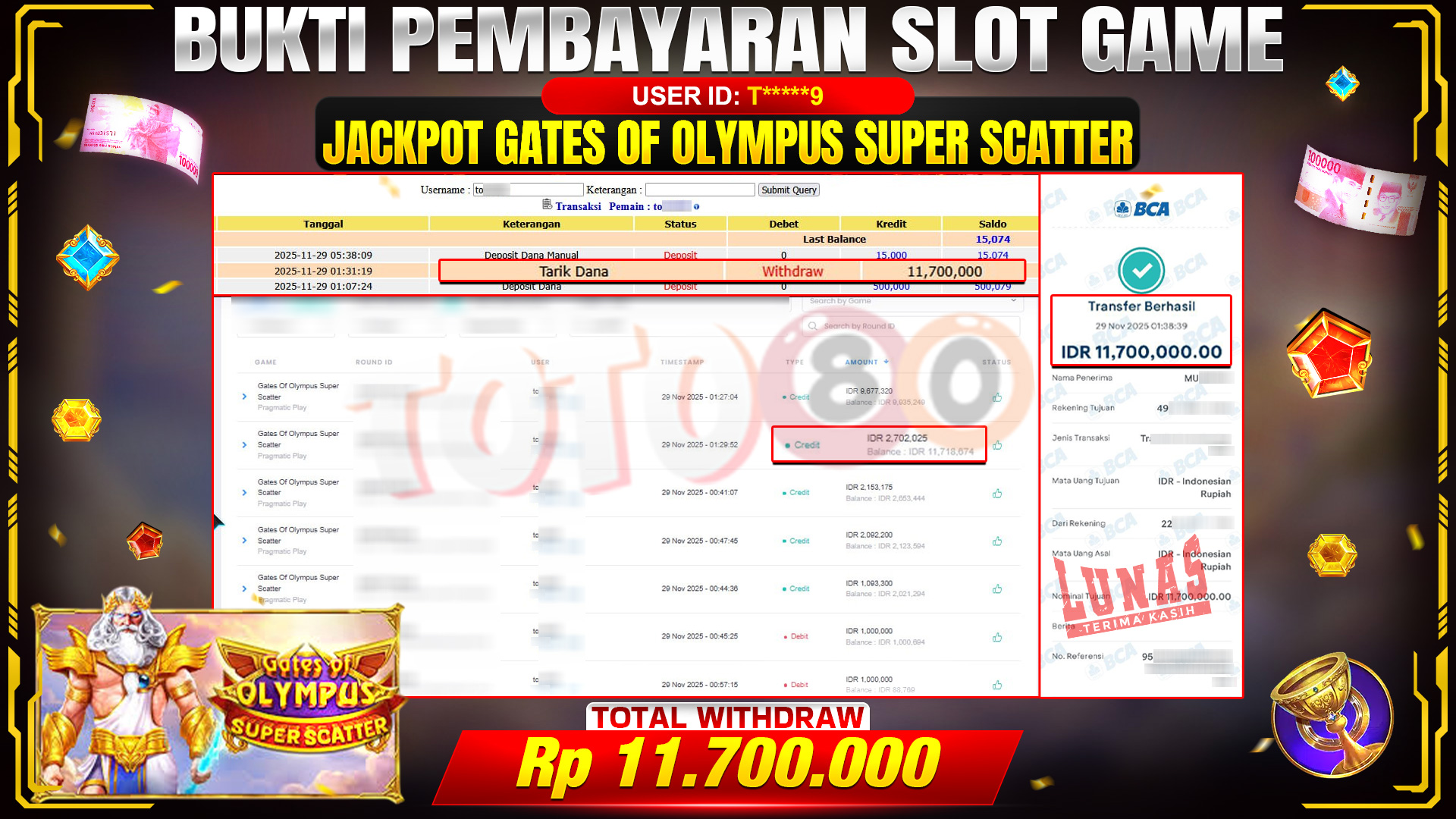 🎉 TOTO80 – JACKPOT SLOT GATES OF OLYMPUS SUPER SCATTER RP.11.700.000,- TELAH DIBAYARKAN! 🎉