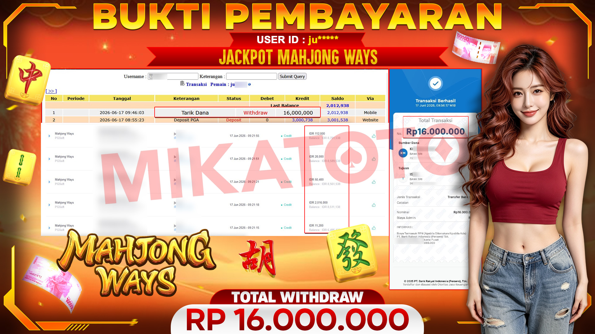 🏆 SELAMAT KEPADA PEMENANG JACKPOT DI Mahjong Ways - PGSoft 16,000,000🏆