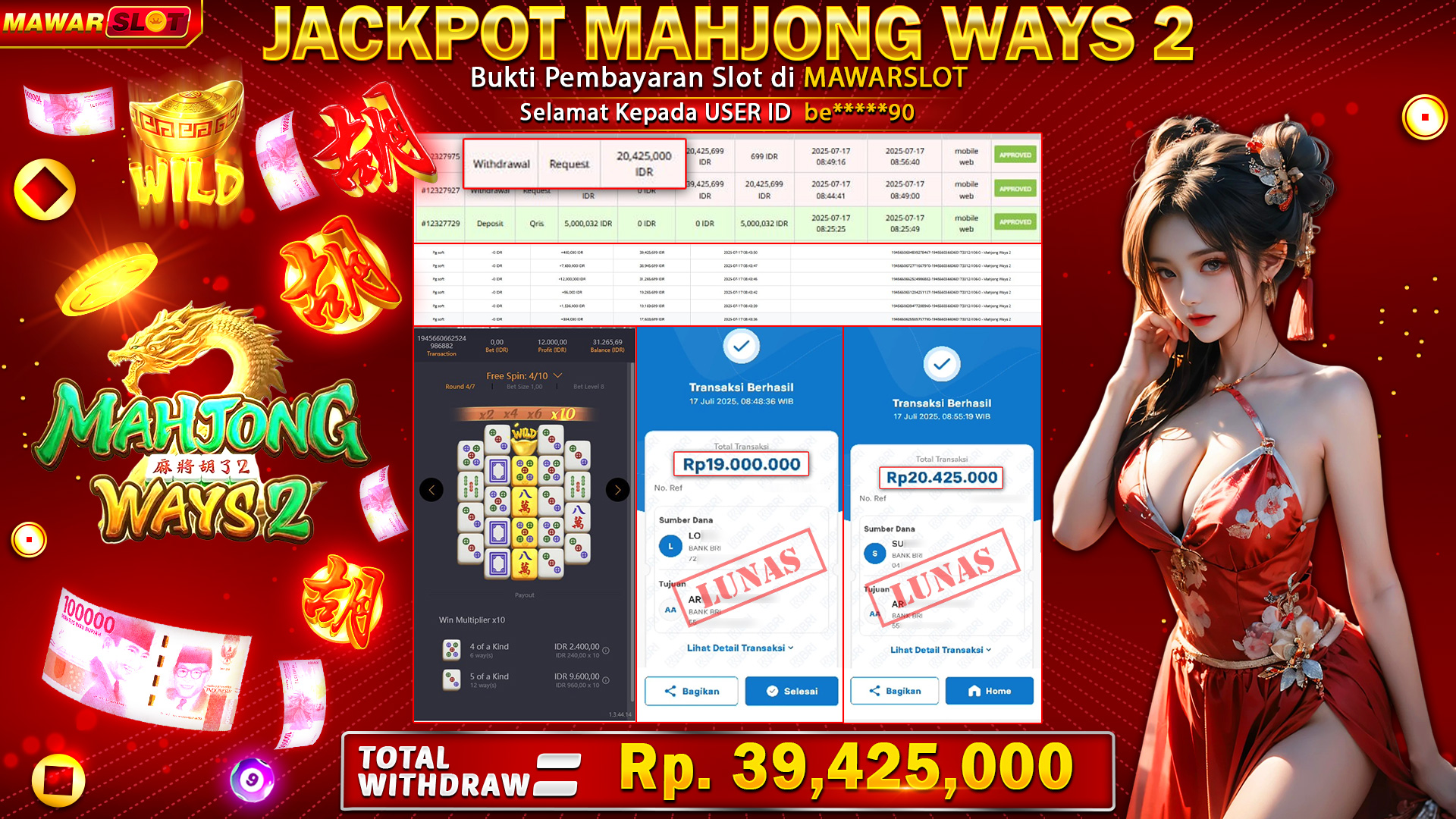 Jackpot Bernuansa Oriental! Member Mawarslot Raup Rp39.425.000 dari Mahjong Ways 2